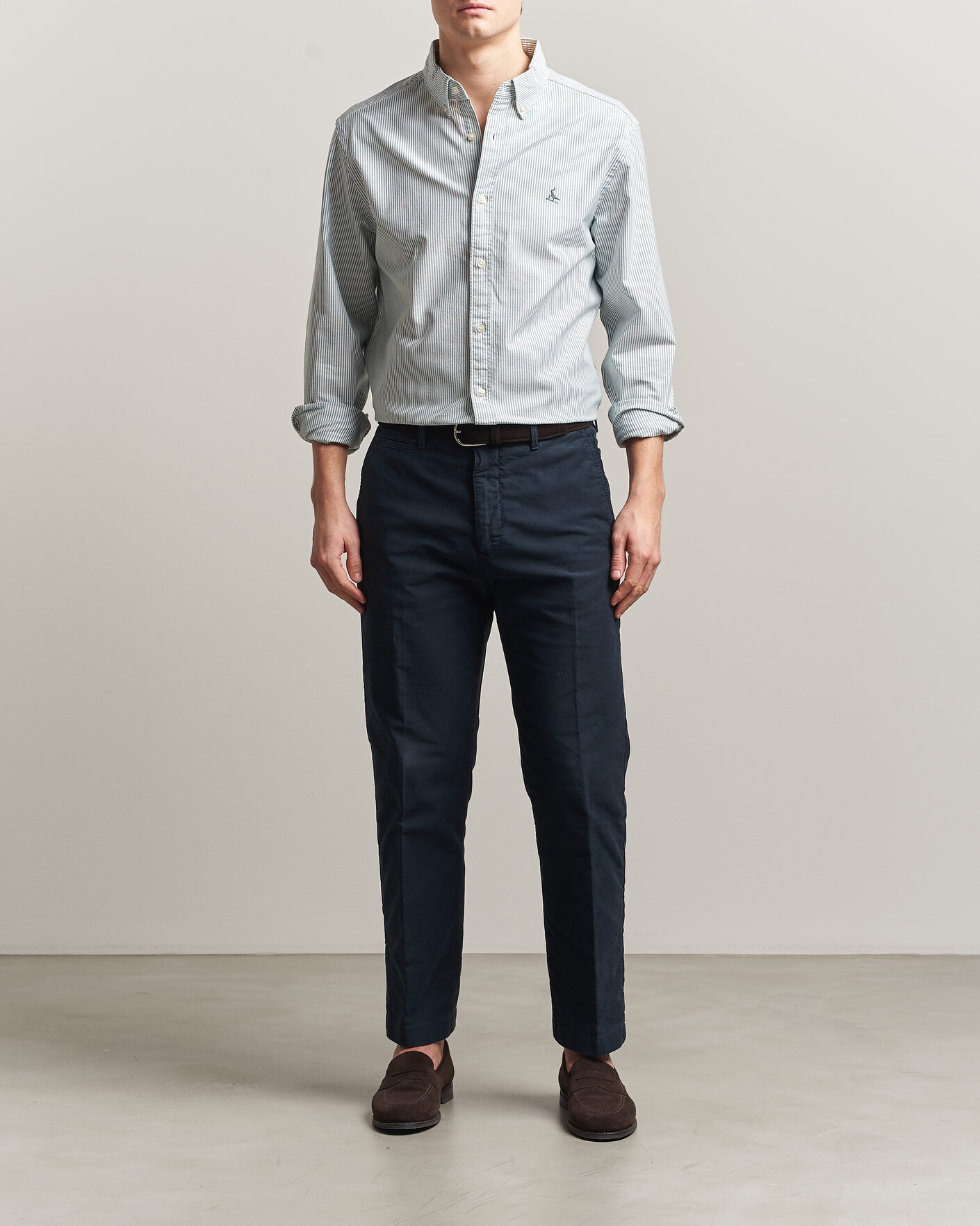 Homme | Chemises | Charles Tyrwhitt | Button Down Stretch Oxford Shirt Green/White