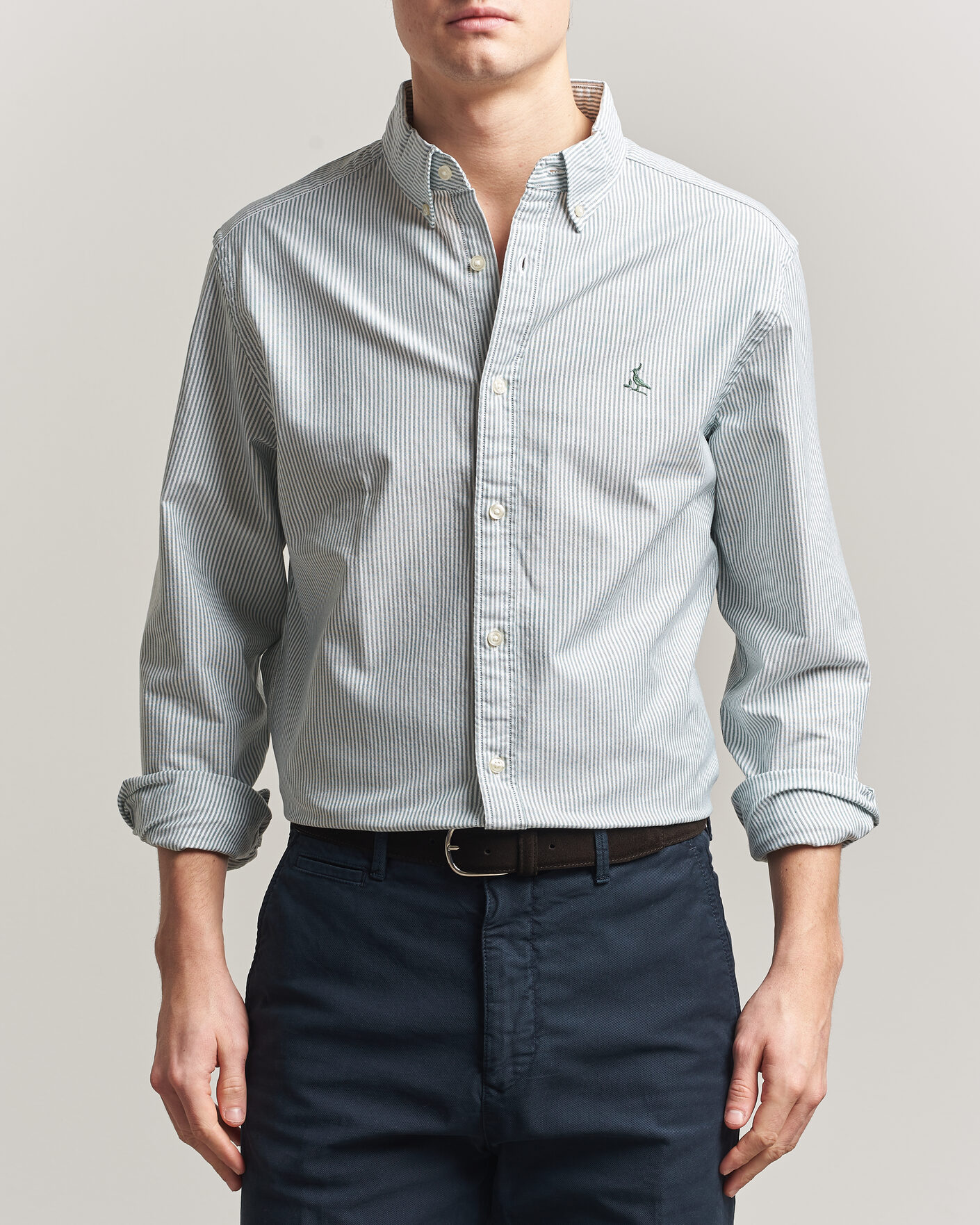 Homme | Chemises | Charles Tyrwhitt | Button Down Stretch Oxford Shirt Green/White