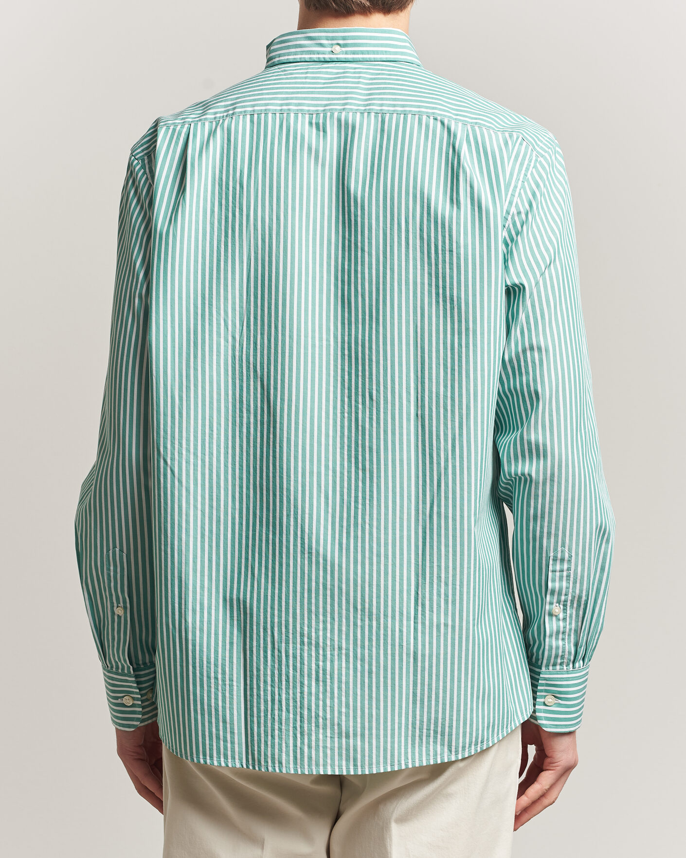Homme | Chemises | Charles Tyrwhitt | Button Down Stretch Poplin Shirt Green Stripe