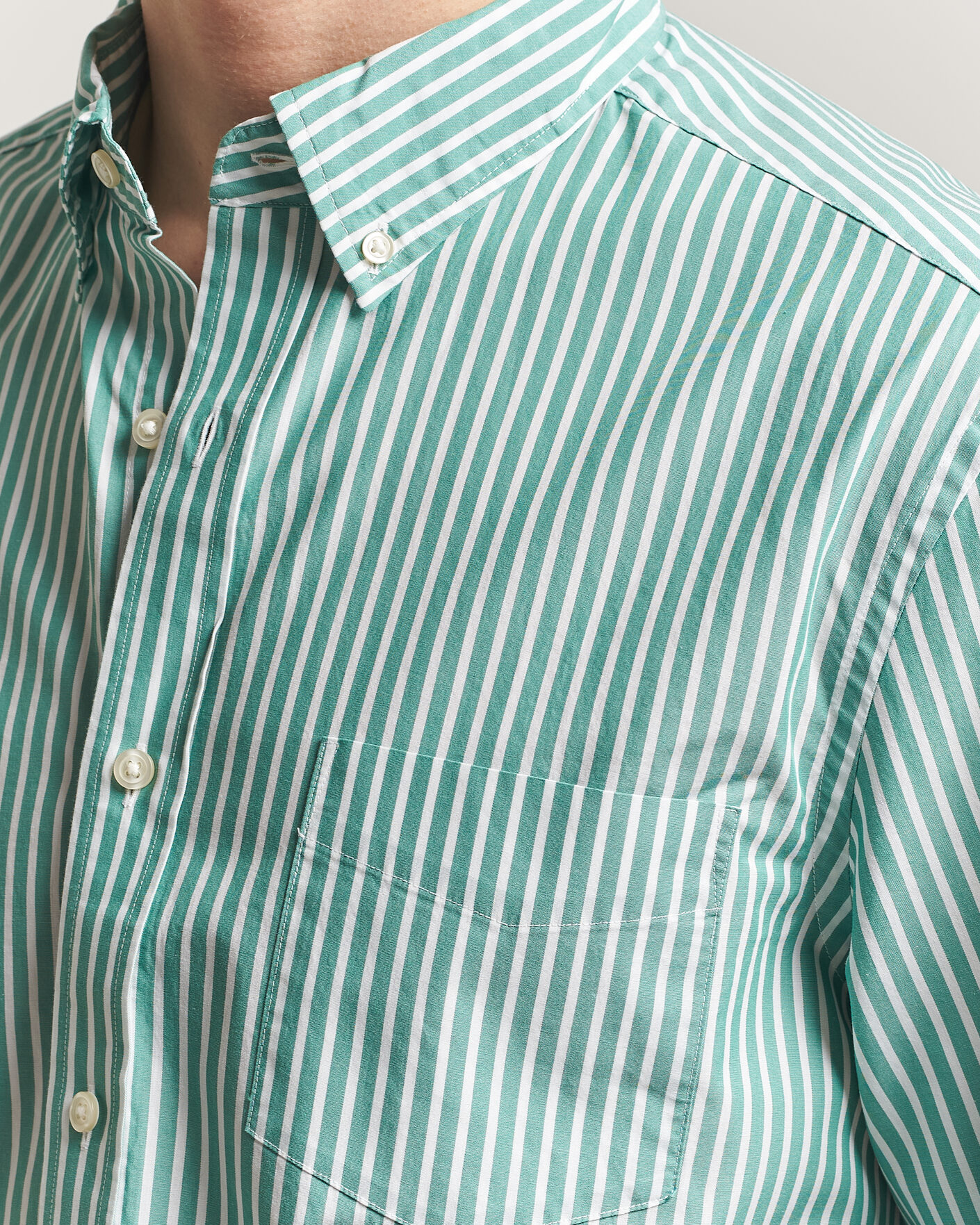 Homme | Chemises | Charles Tyrwhitt | Button Down Stretch Poplin Shirt Green Stripe
