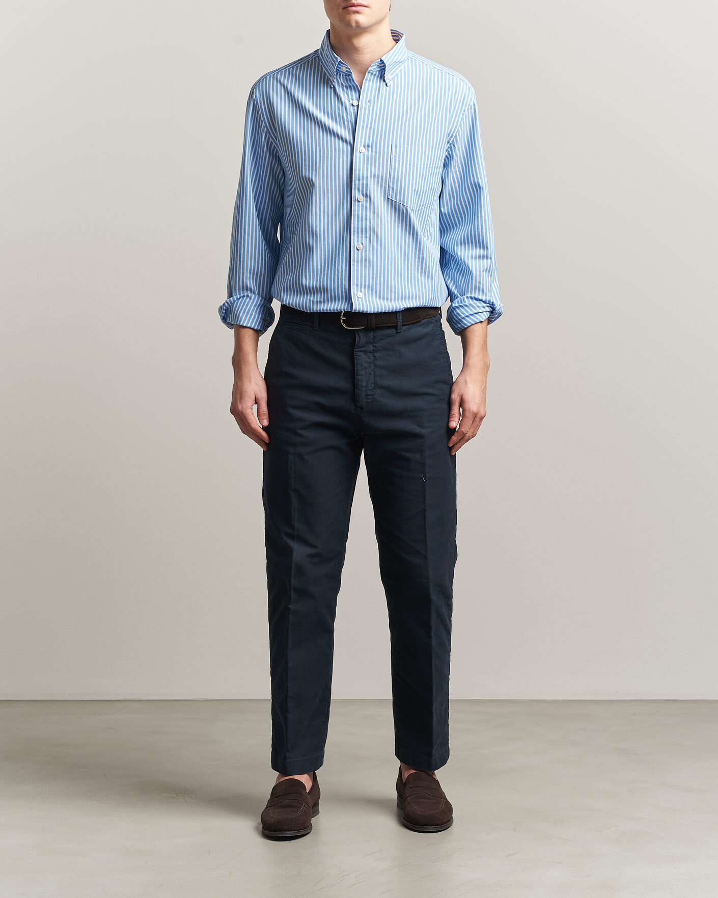 Homme | Chemises | Charles Tyrwhitt | Button Down Stretch Poplin Shirt Ocean Blue