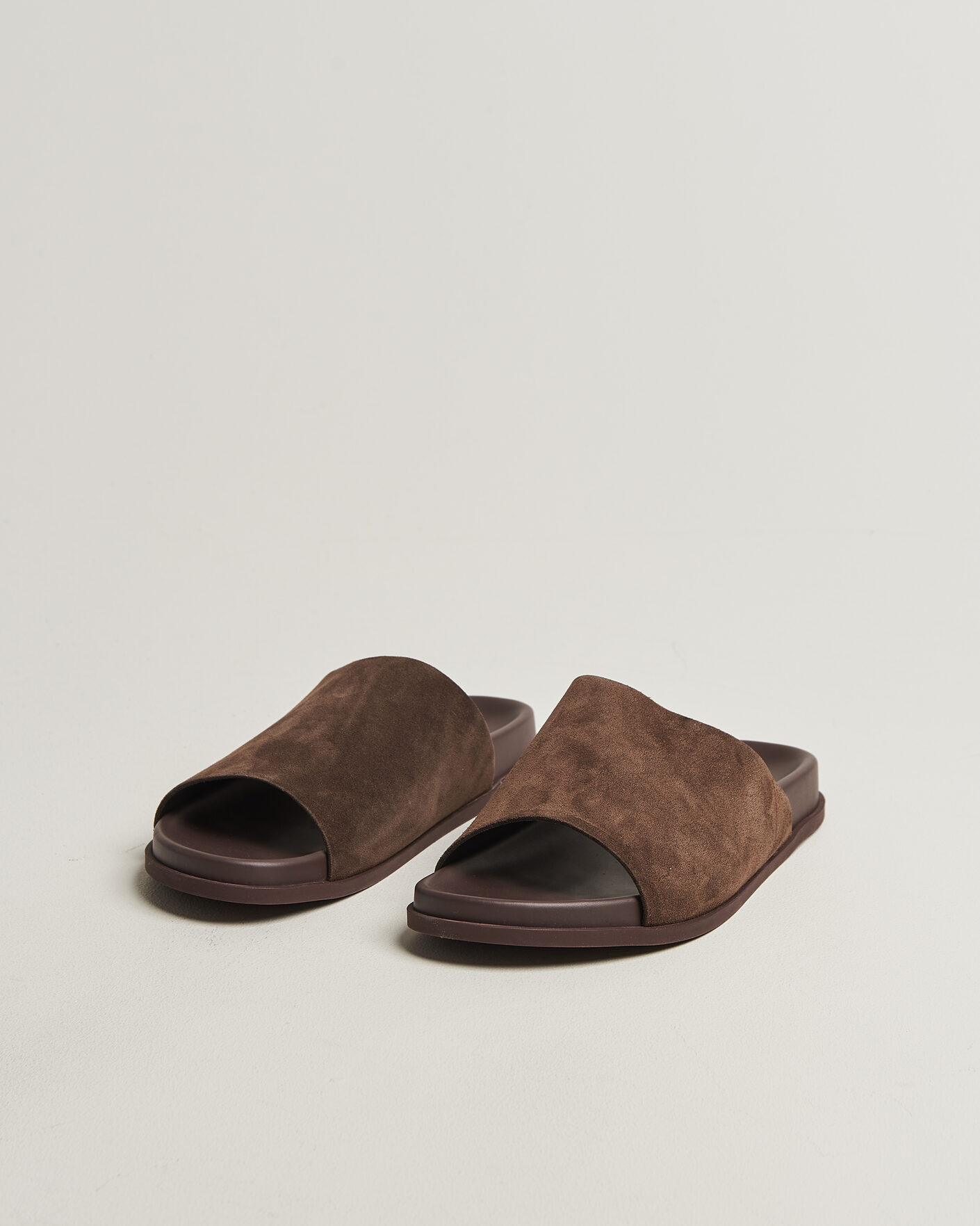 Homme | Sandales Et Mules | Thera's | Classic Slide Sandals Dark Brown Suede