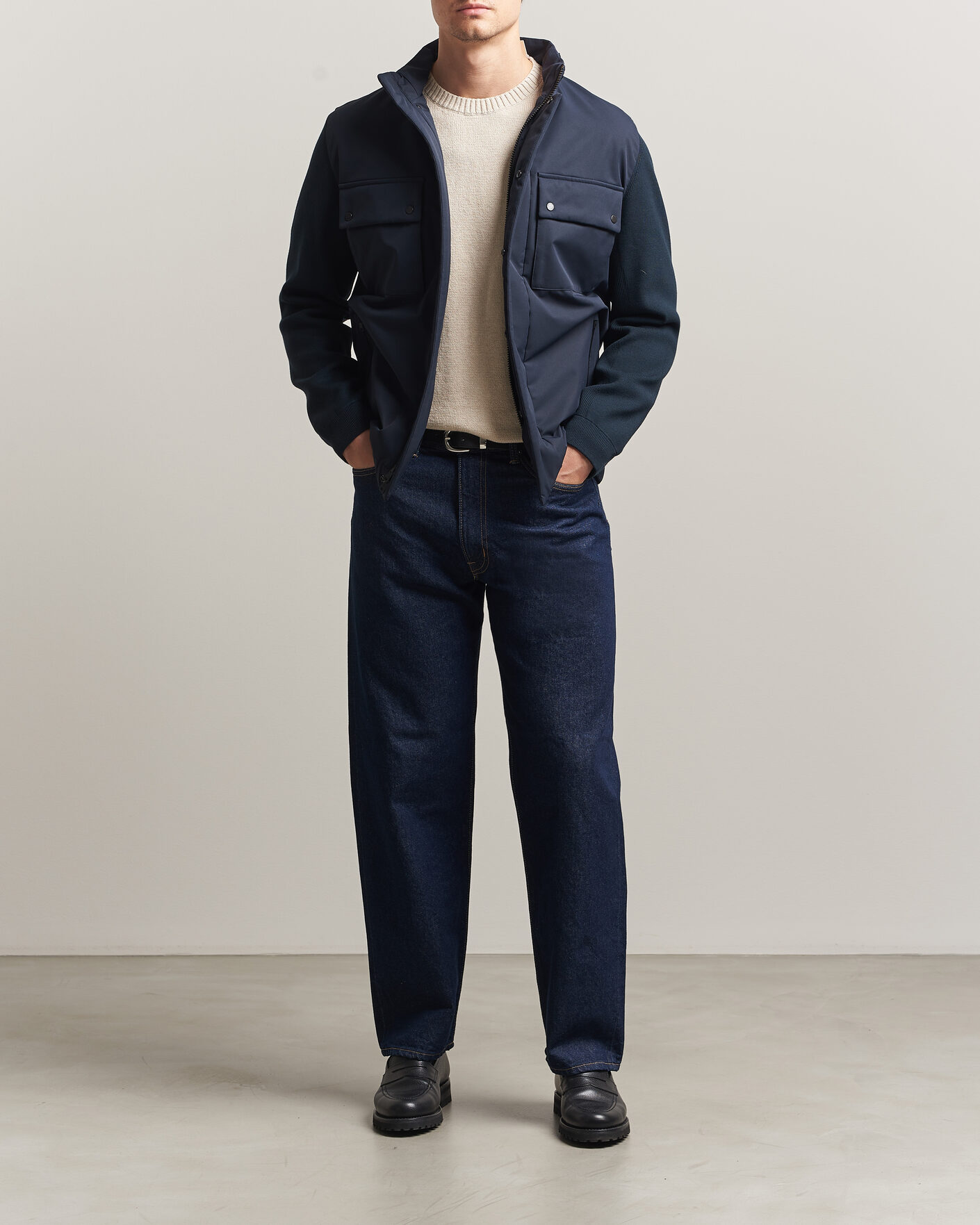 Homme | Manteaux Et Vestes | Woolrich | Two Layers Hybrid Jacket Melton Blue