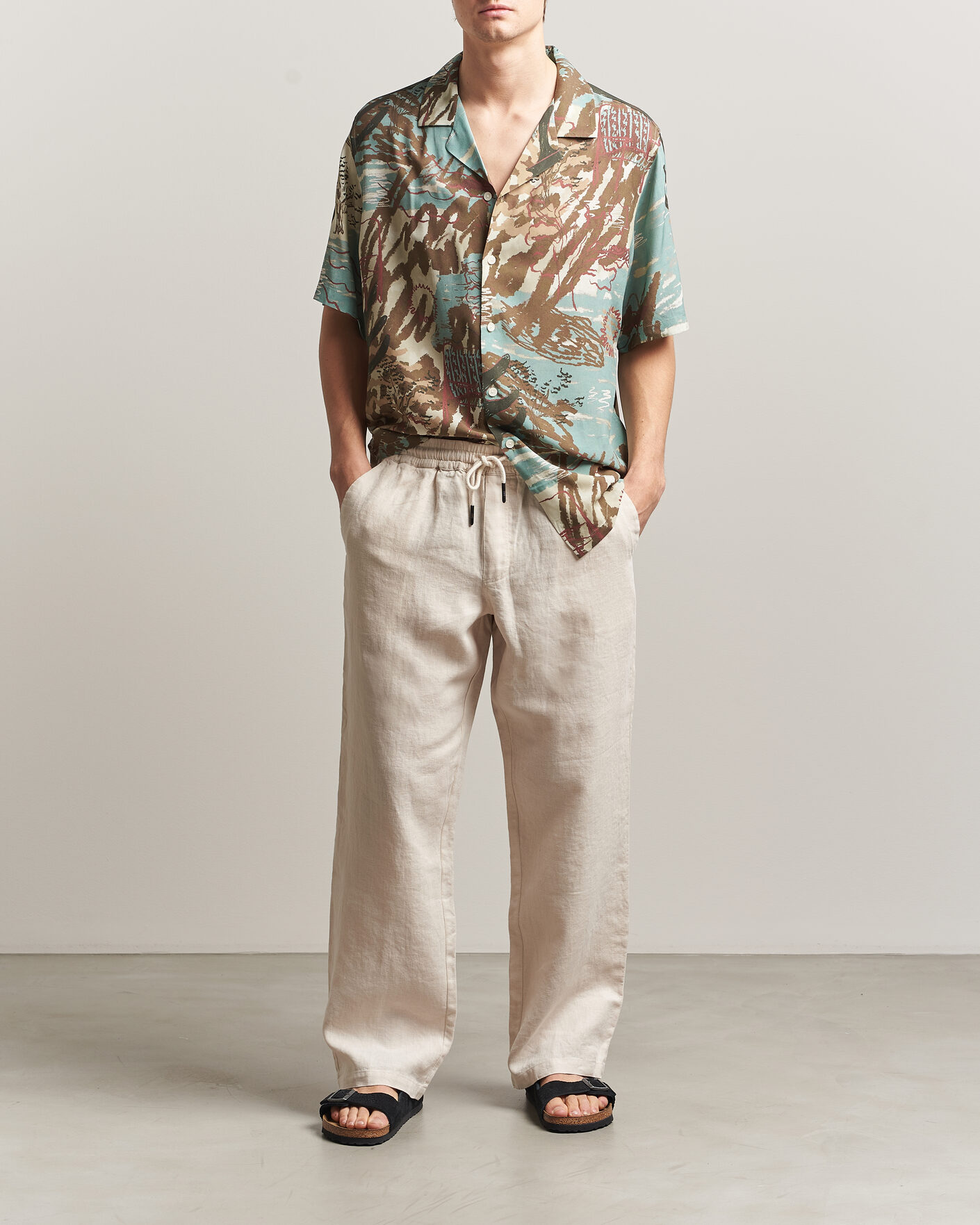 Homme | Pantalons | OAS | Nino Linen Pants Beige