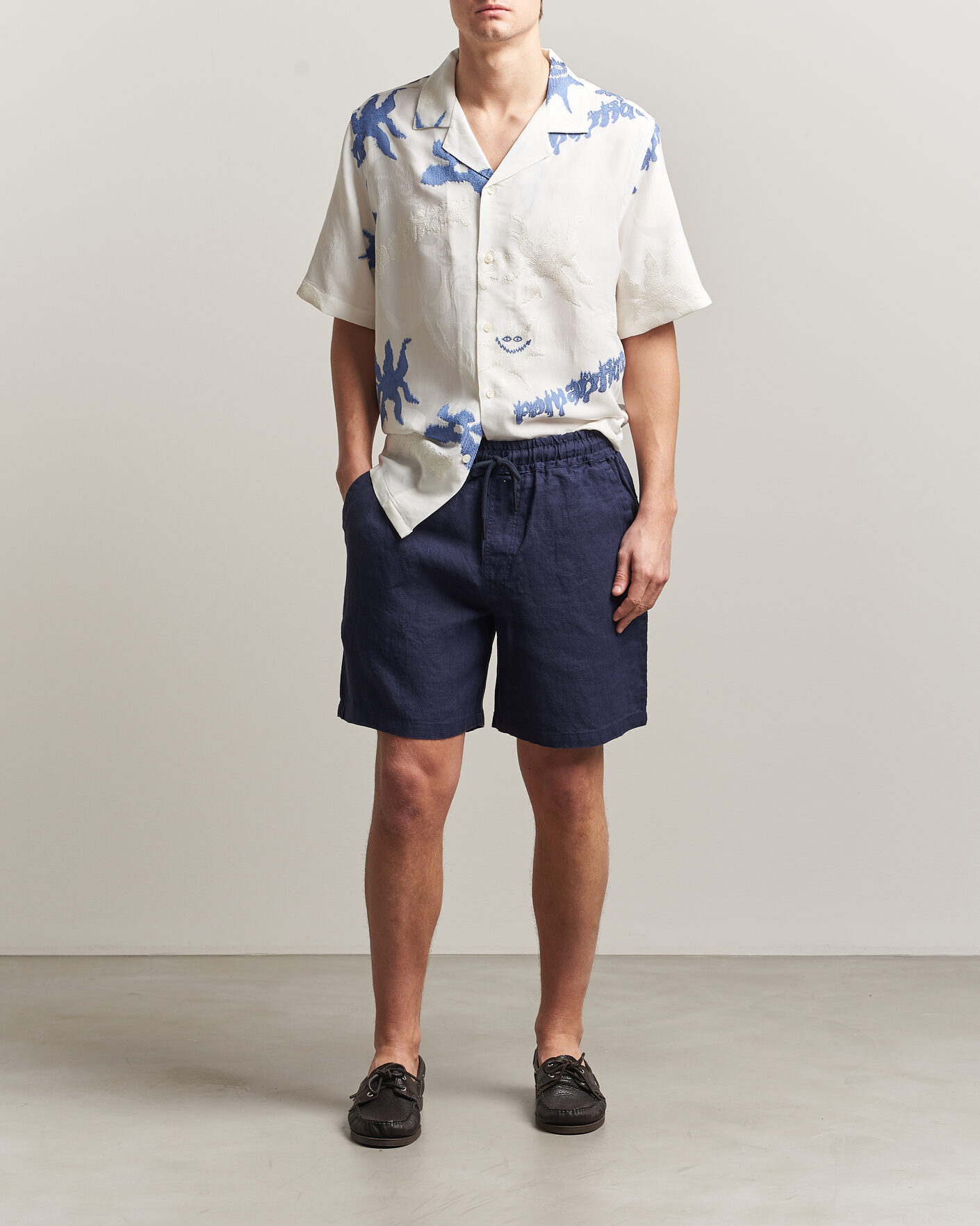 Homme | Shorts | OAS | Porto Linen Shorts Navy