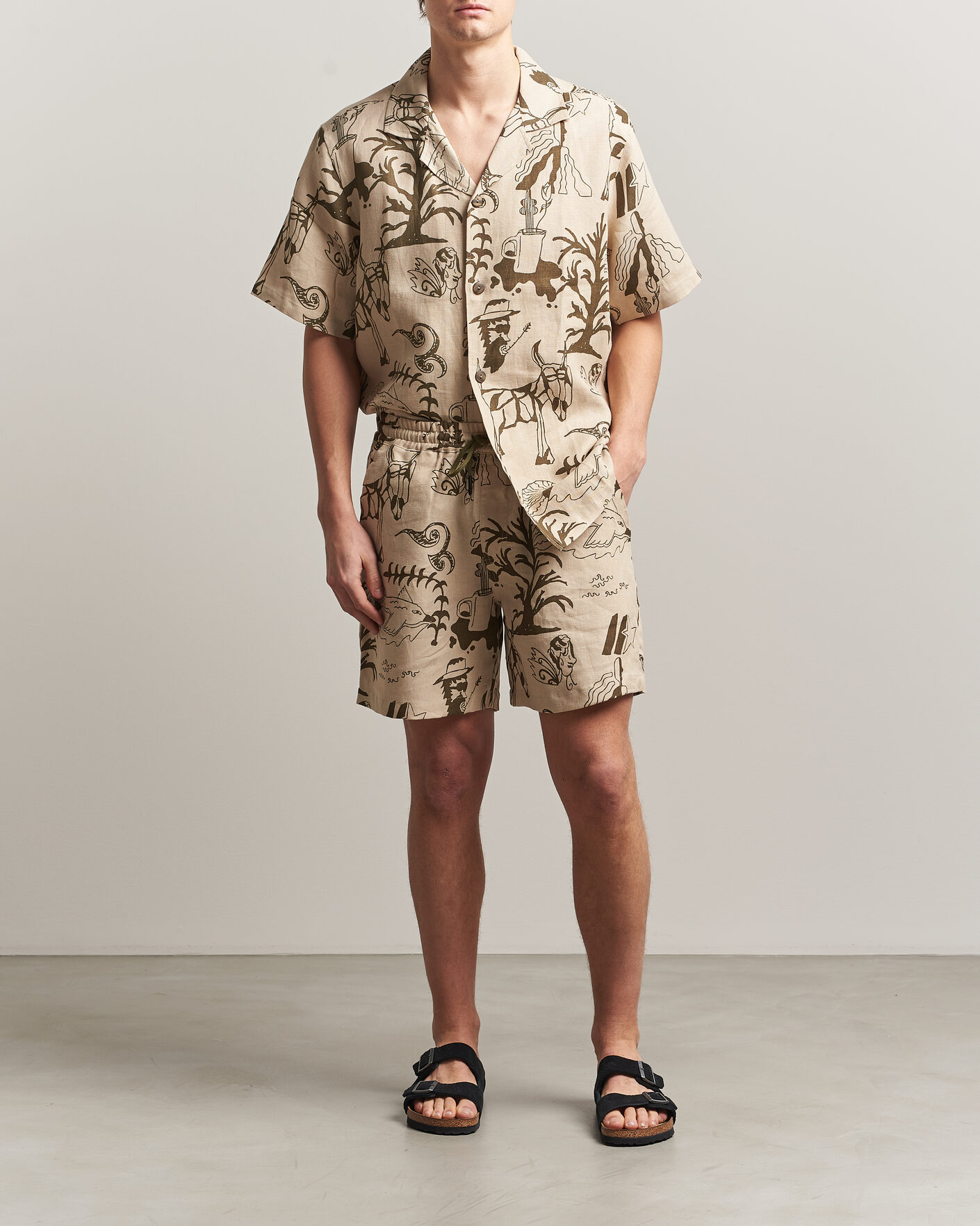 Homme | Shorts | OAS | Porto Linen Shorts Poplan