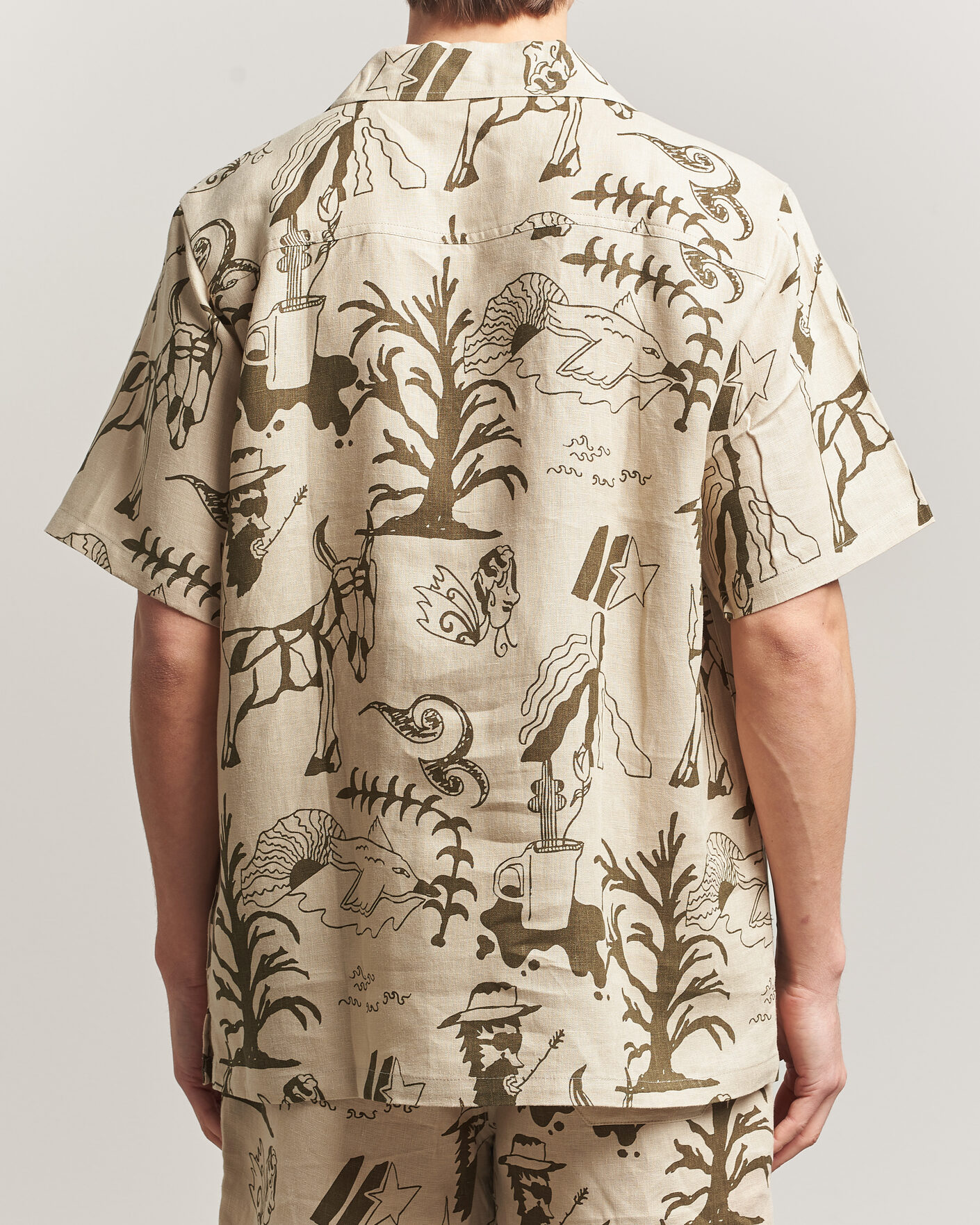 Homme | Chemises | OAS | Cuba Short Sleeve Printed Linen Shirt Poplan