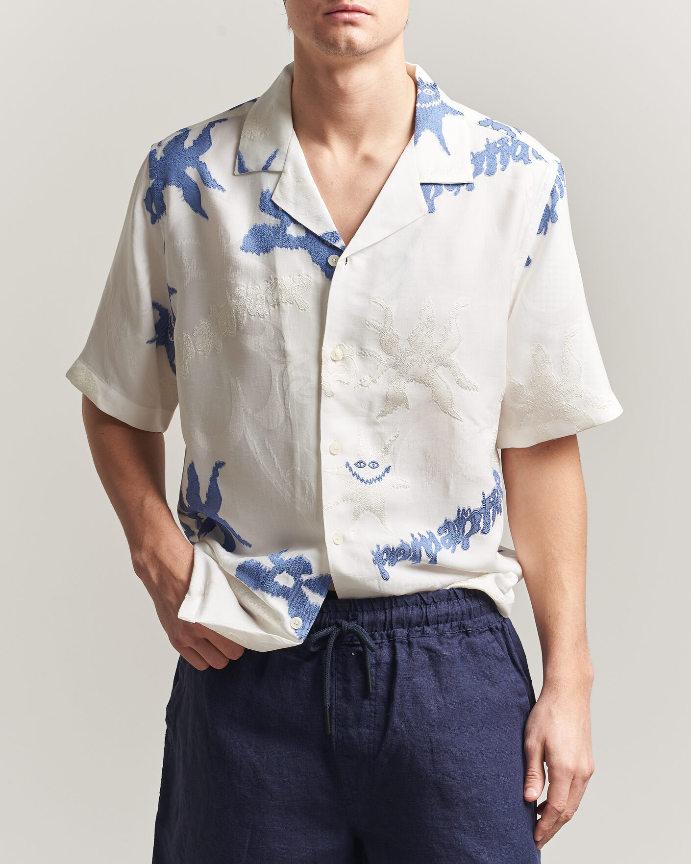 Homme | Chemises | OAS | Rocco Lyocell Mix Short Sleeve Shirt Romantique