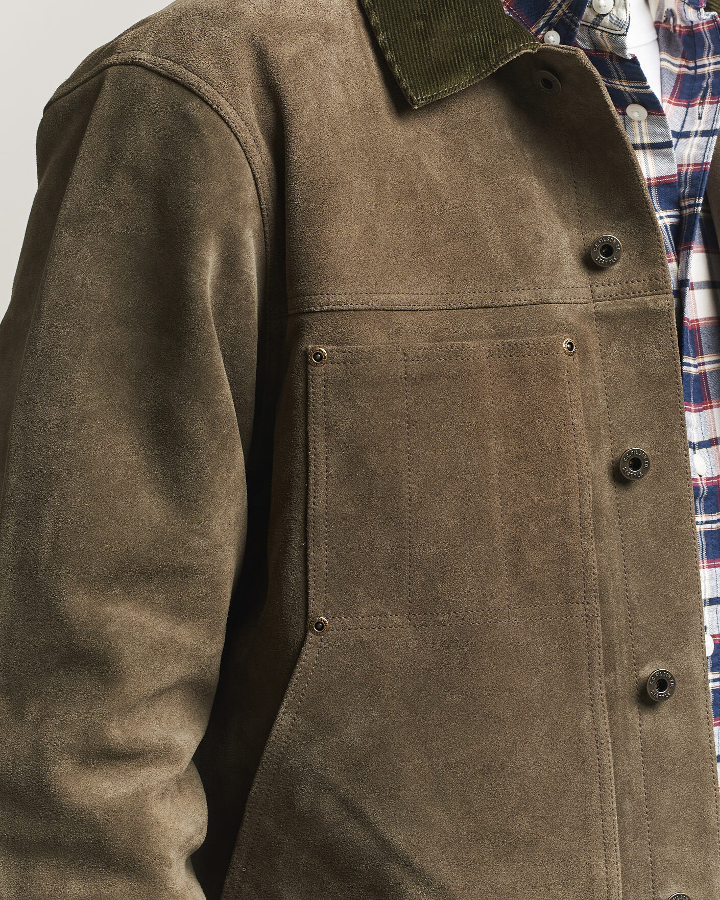 Homme | Manteaux Et Vestes | Filson | Suede Short Cruiser Otter Green