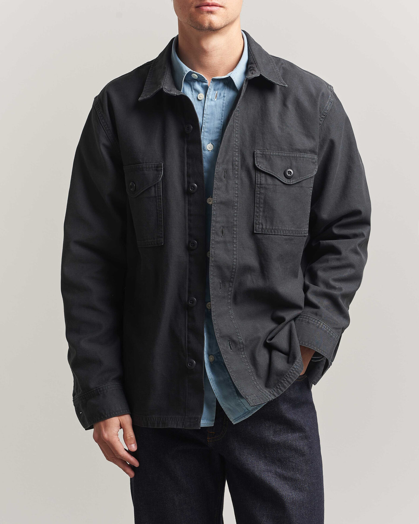 Homme | Chemises | Filson | Reverse Sateen Jac-Shirt Washed Black