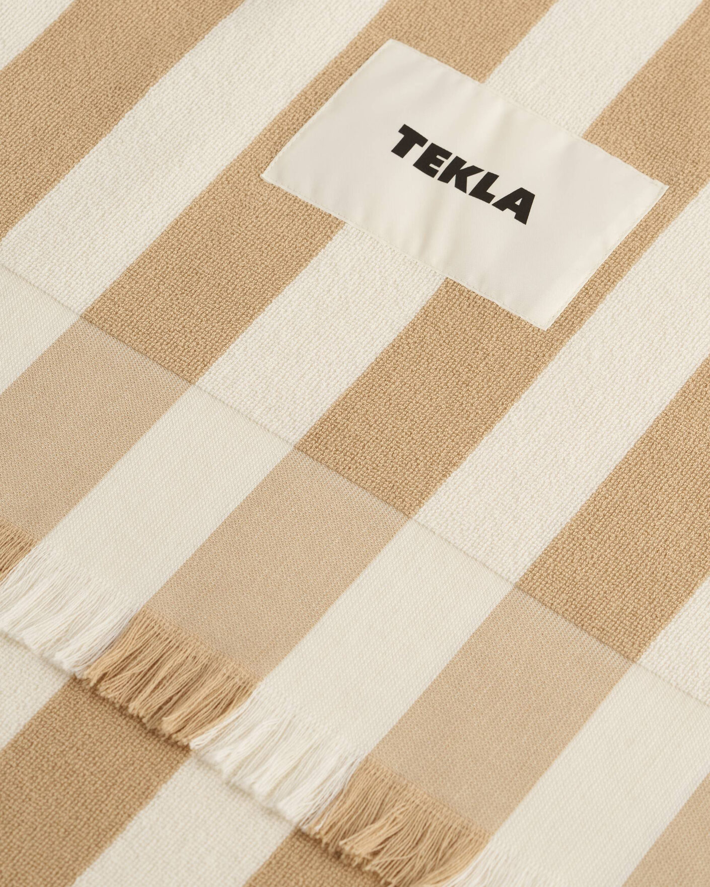 Homme | Tissus | Tekla | Organic Terry Beach Towel Almond Stripes