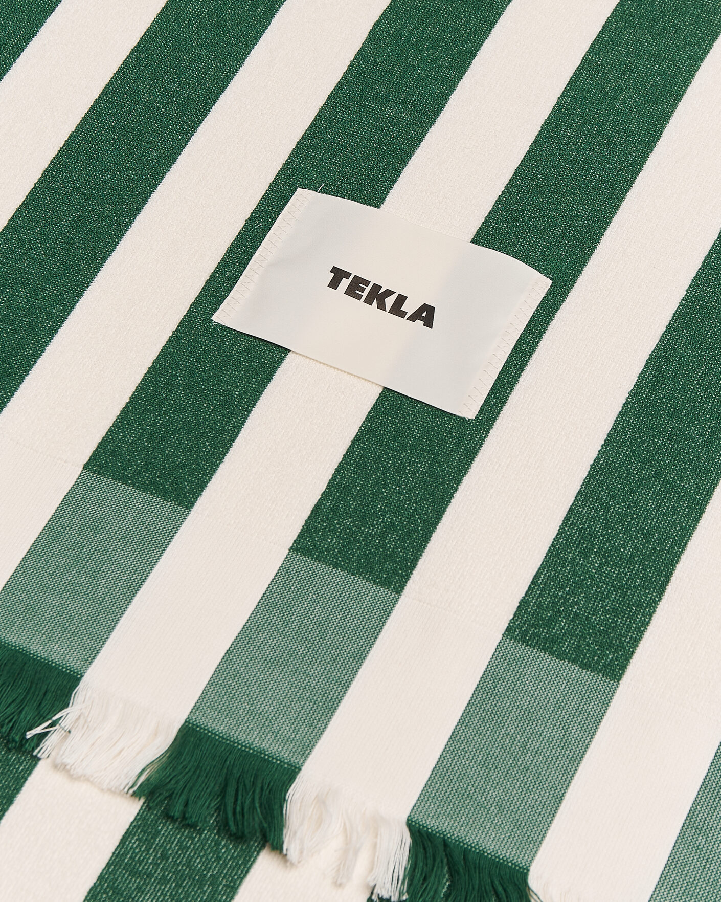 Homme | Tekla Organic Terry Beach Towel Green Deck Stripes | Tekla | Organic Terry Beach Towel Green Deck Stripes