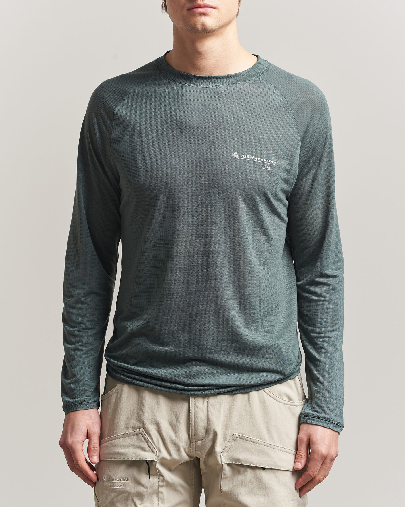 Homme | T-shirts | Klättermusen | Groa Lightweight Tencel Long Sleeve T-Shirt Teal Grey