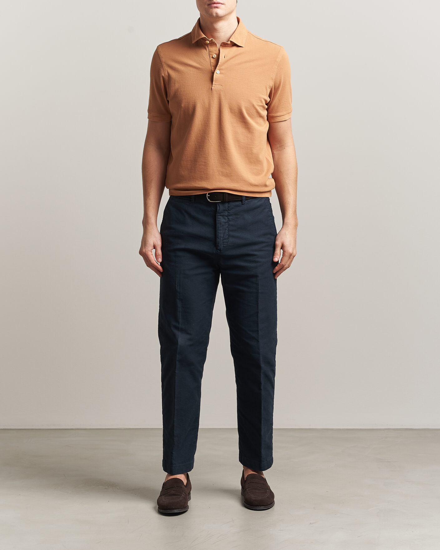 Homme | Polos | Gran Sasso | Washed Polo Apricot Orange