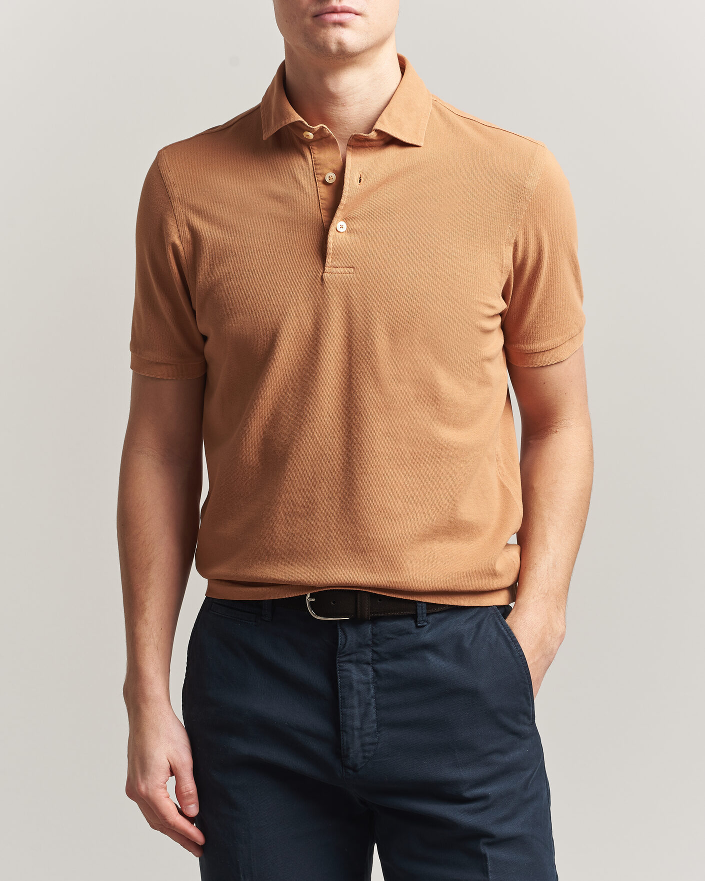 Homme | Polos | Gran Sasso | Washed Polo Apricot Orange