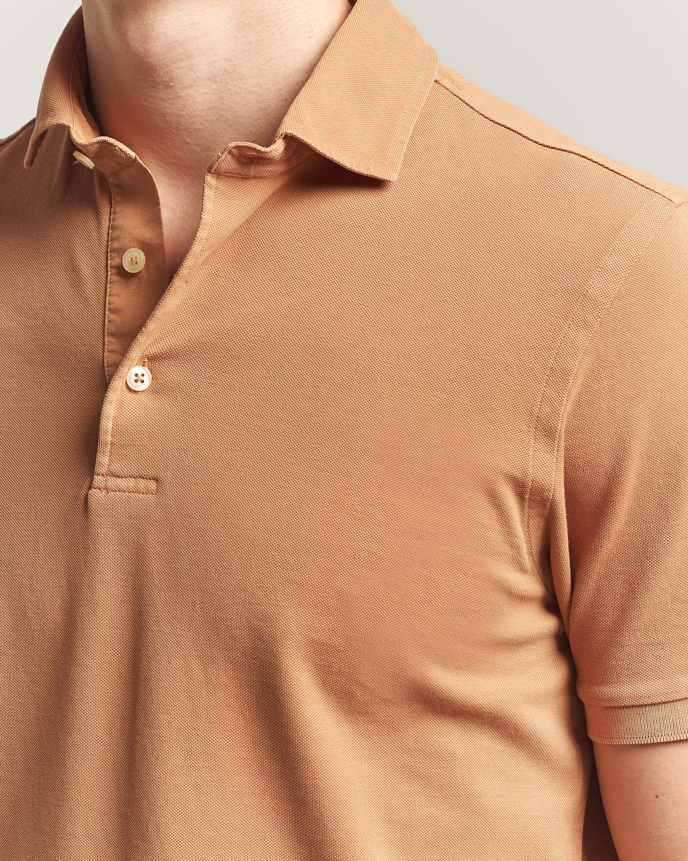 Homme | Polos | Gran Sasso | Washed Polo Apricot Orange