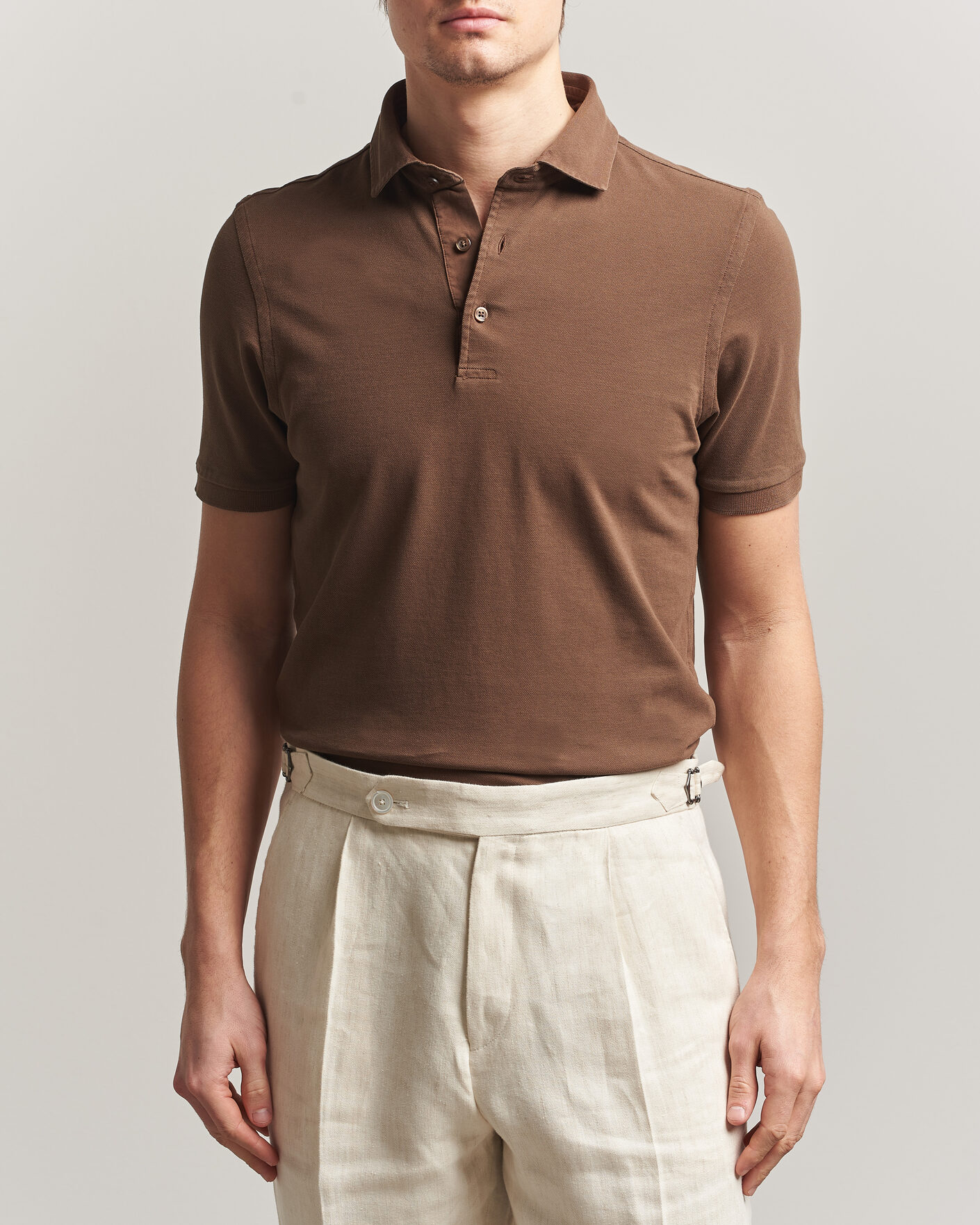 Homme | Polos | Gran Sasso | Washed Polo Brown