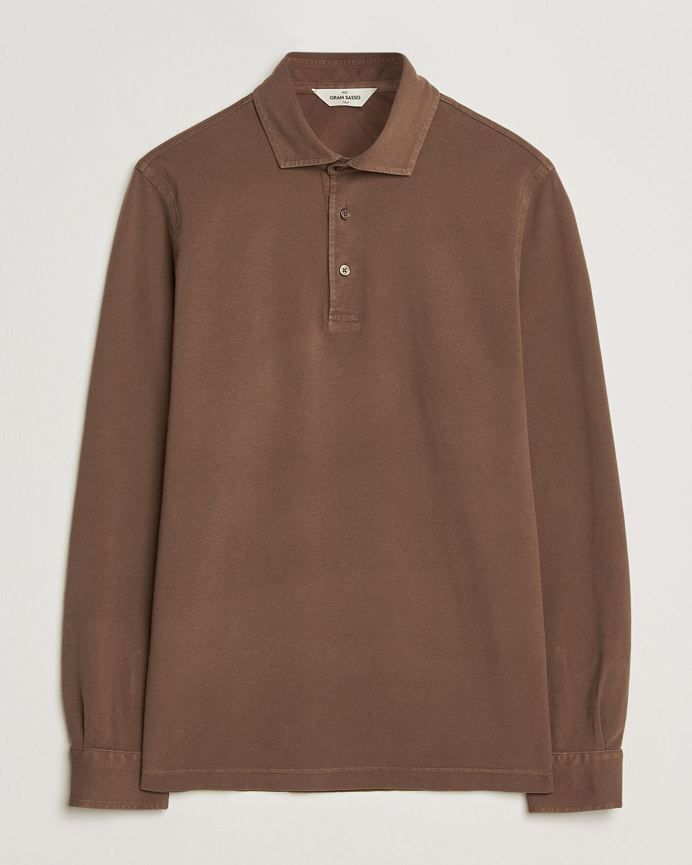 Homme | Polos | Gran Sasso | Washed Long Sleeve Polo Brown