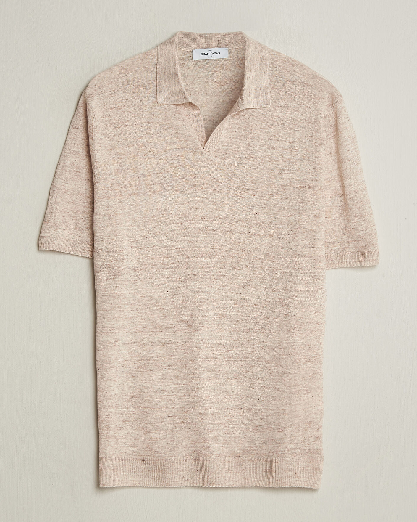 Homme | Polos | Gran Sasso | Washed Knitted Linen Polo Beige Melange