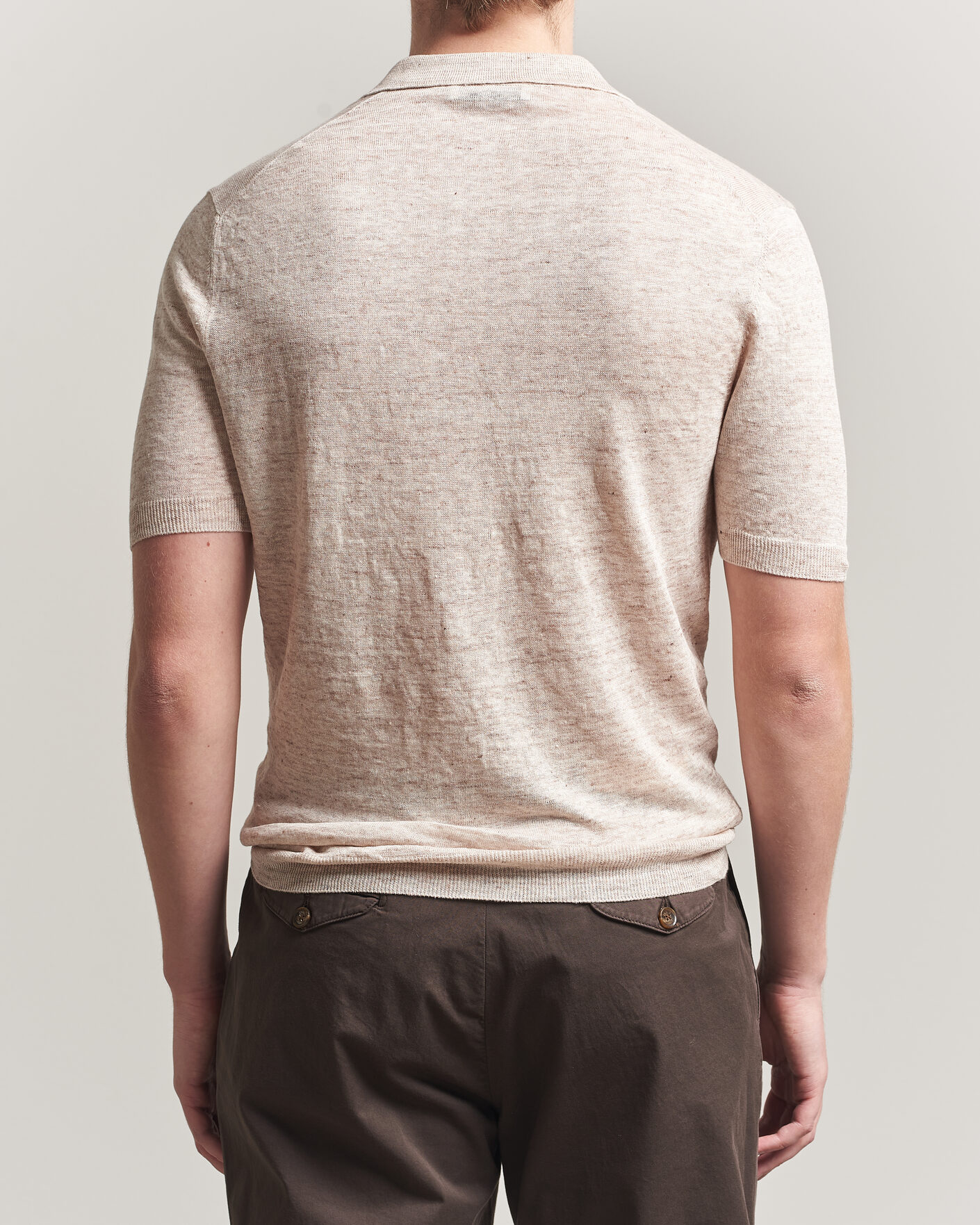 Homme | Polos | Gran Sasso | Washed Knitted Linen Polo Beige Melange