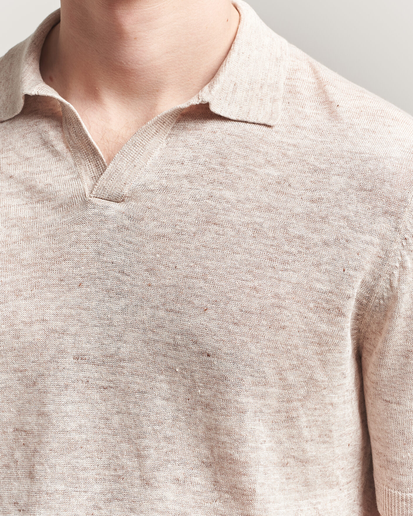 Homme | Polos | Gran Sasso | Washed Knitted Linen Polo Beige Melange