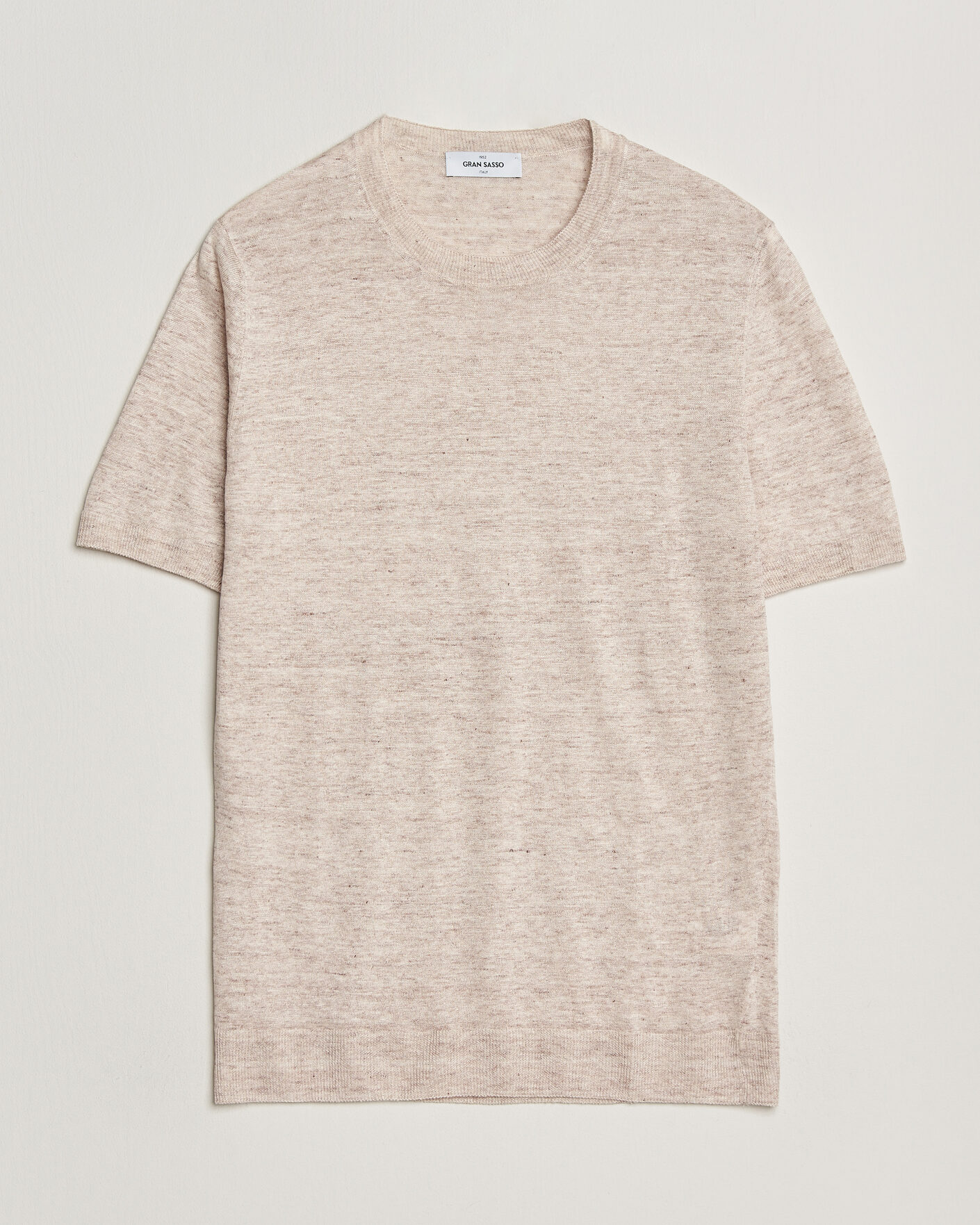 Homme | T-shirts | Gran Sasso | Washed Knitted Linen T-Shirt Beige Melange
