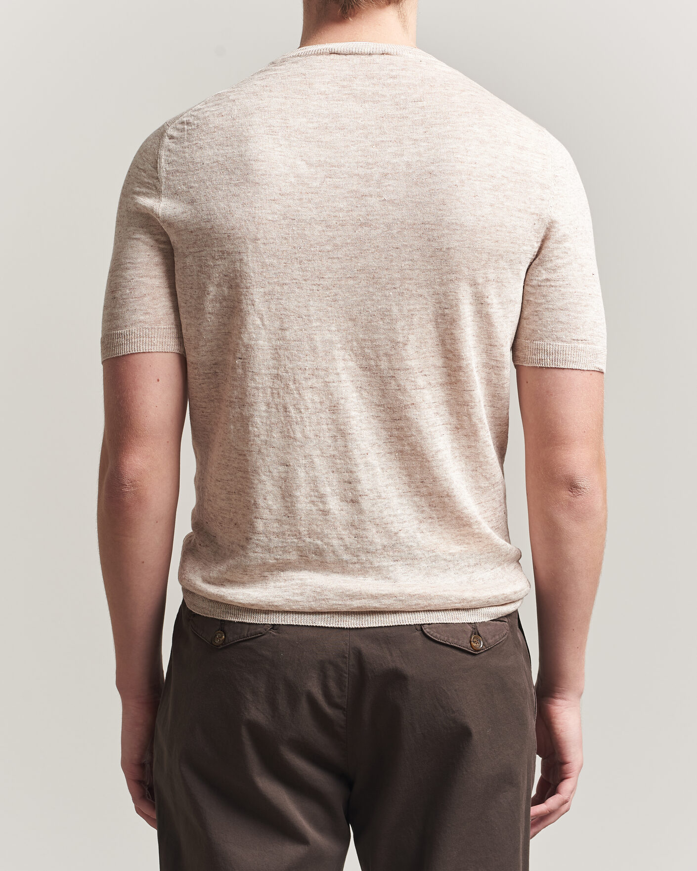 Homme | T-shirts | Gran Sasso | Washed Knitted Linen T-Shirt Beige Melange