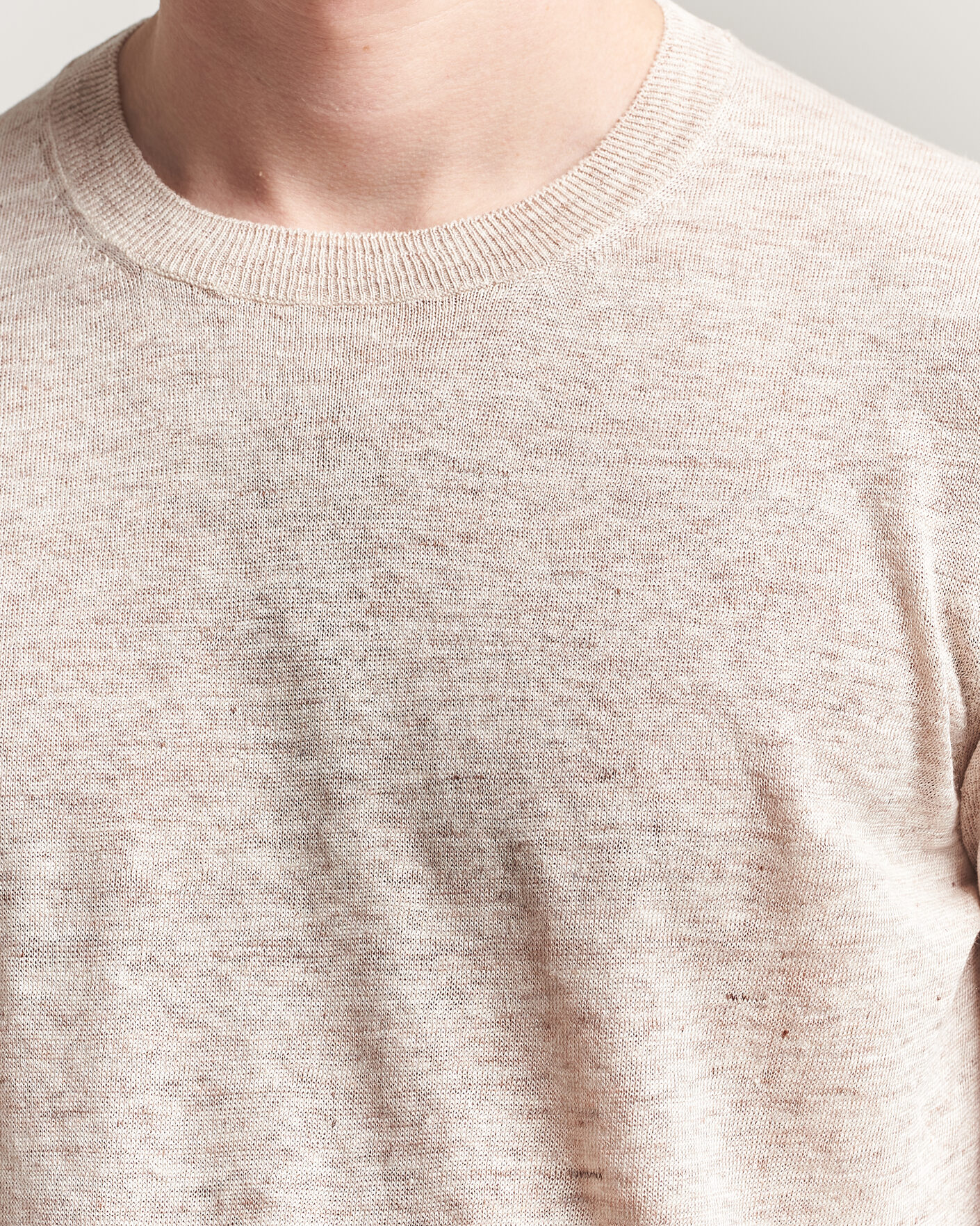 Homme | T-shirts | Gran Sasso | Washed Knitted Linen T-Shirt Beige Melange