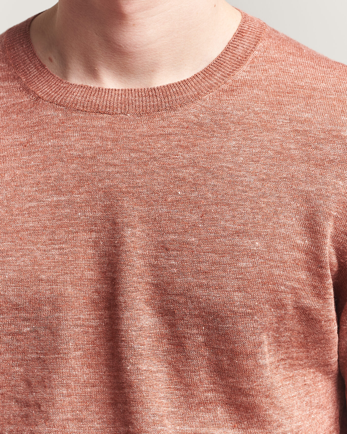Homme | T-shirts | Gran Sasso | Washed Knitted Linen T-Shirt Apricot Orange Melange