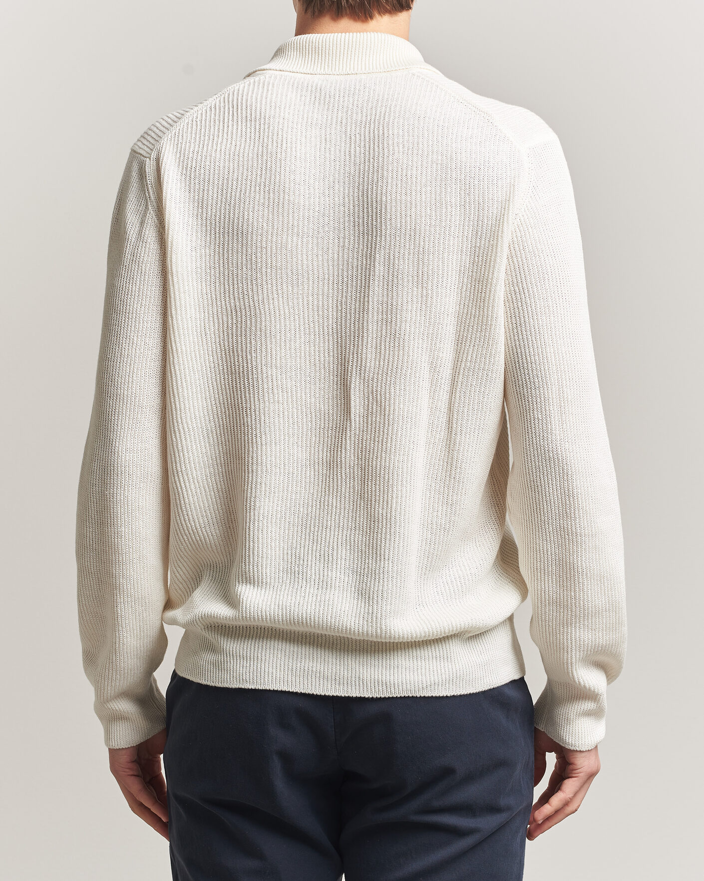 Homme | Pulls Et Tricots | Gran Sasso | Linen/Cotton Open Collar Knitted Polo Cream