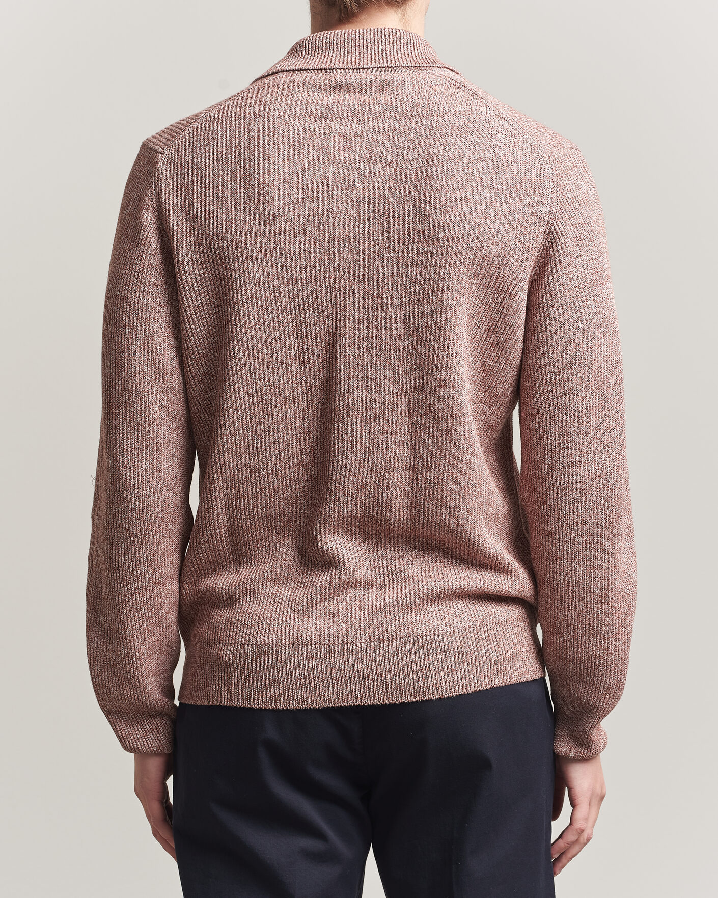 Homme | Pulls Et Tricots | Gran Sasso | Linen/Cotton Open Collar Knitted Polo Rust Melange