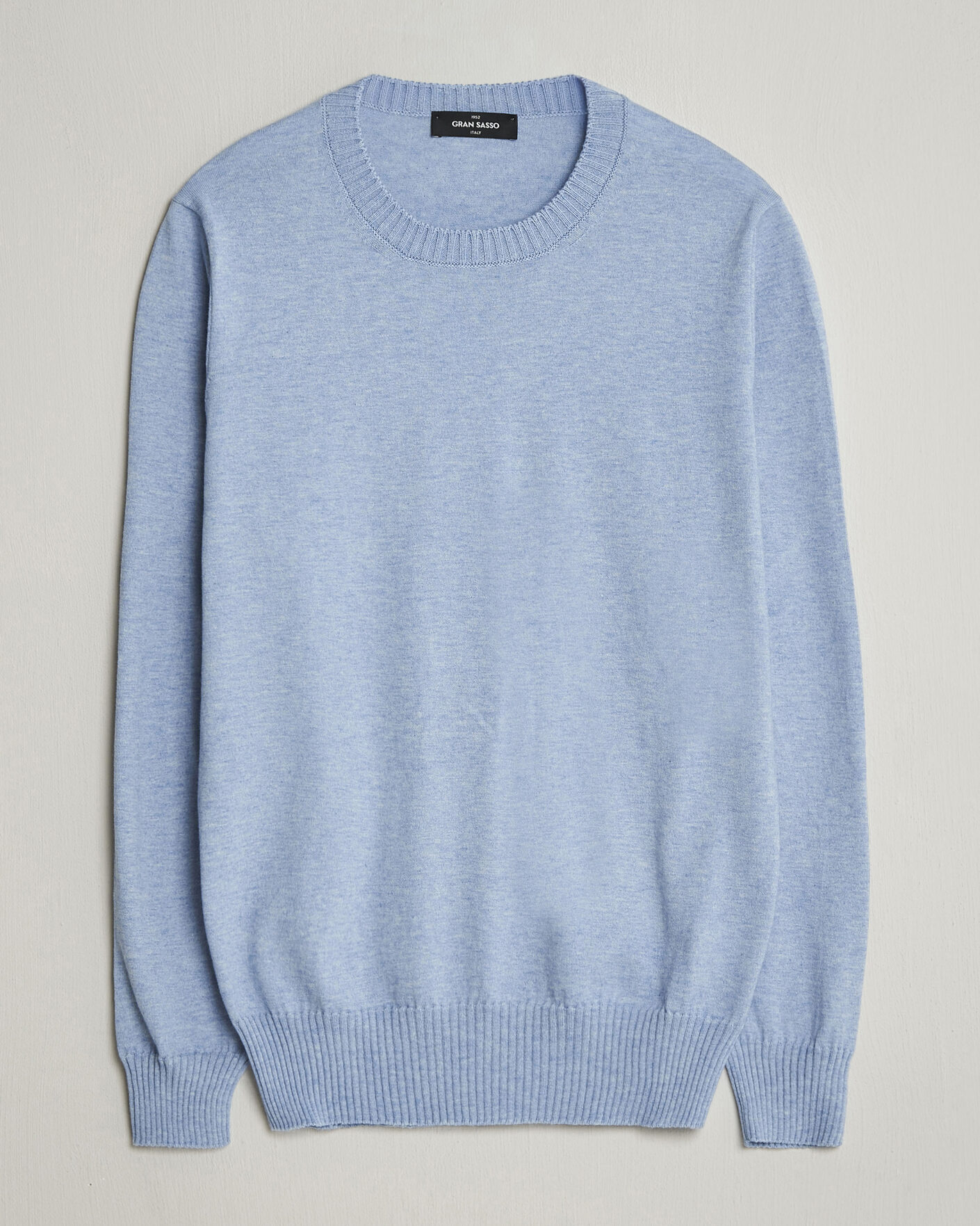 Homme | Pulls Et Tricots | Gran Sasso | Cotton/Cashmere Knitted Crew Neck Sweater Blue Melange