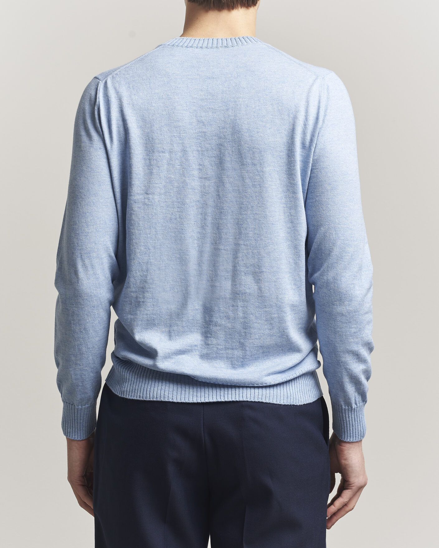 Homme | Pulls Et Tricots | Gran Sasso | Cotton/Cashmere Knitted Crew Neck Sweater Blue Melange
