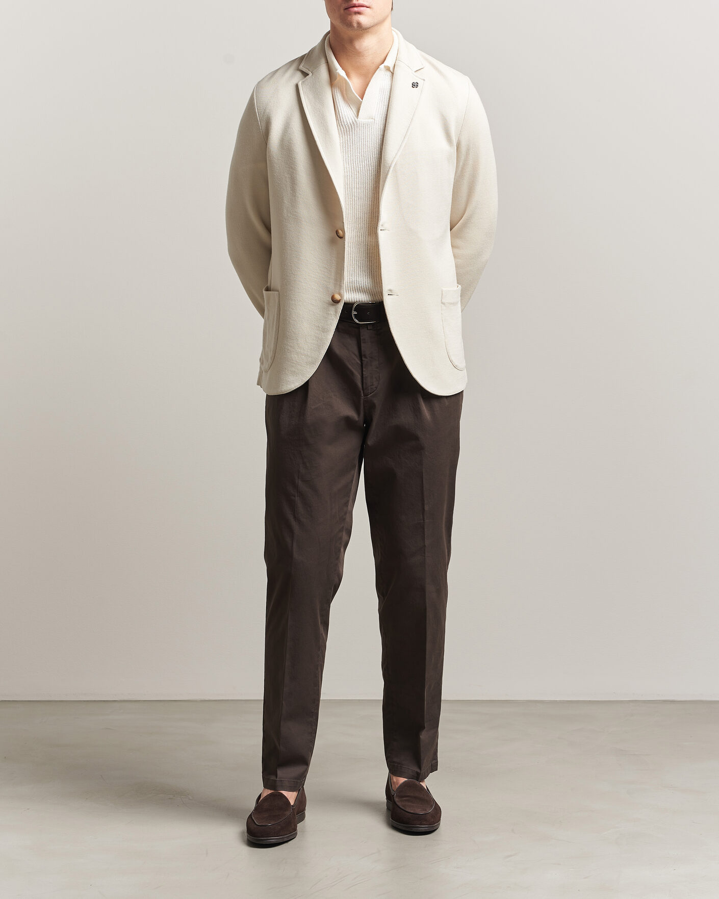 Homme | Blazers | Gran Sasso | Wool Knitted Blazer Cream
