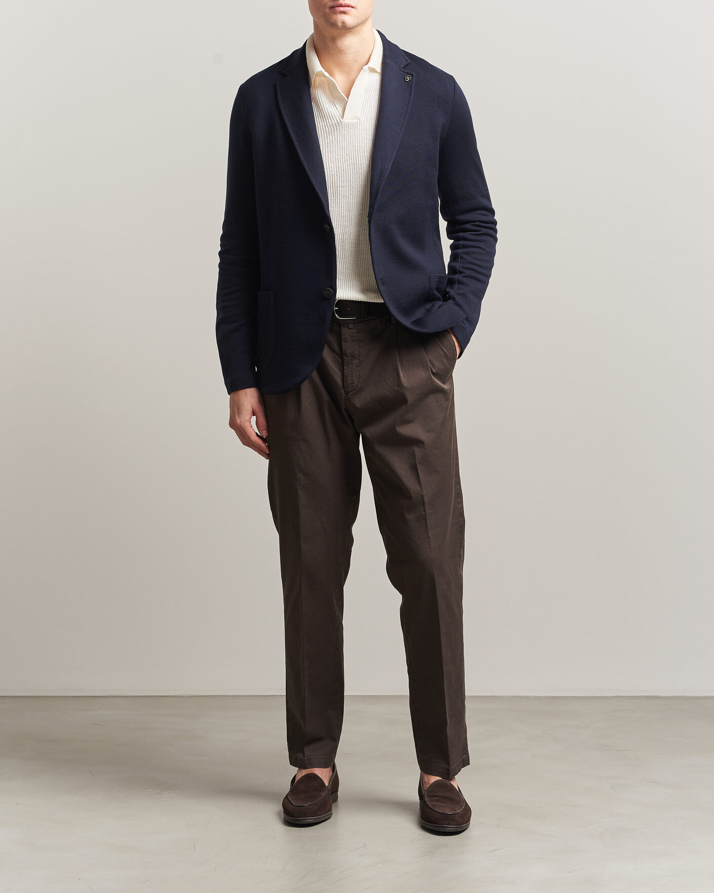 Homme | Blazers | Gran Sasso | Wool Knitted Blazer Navy