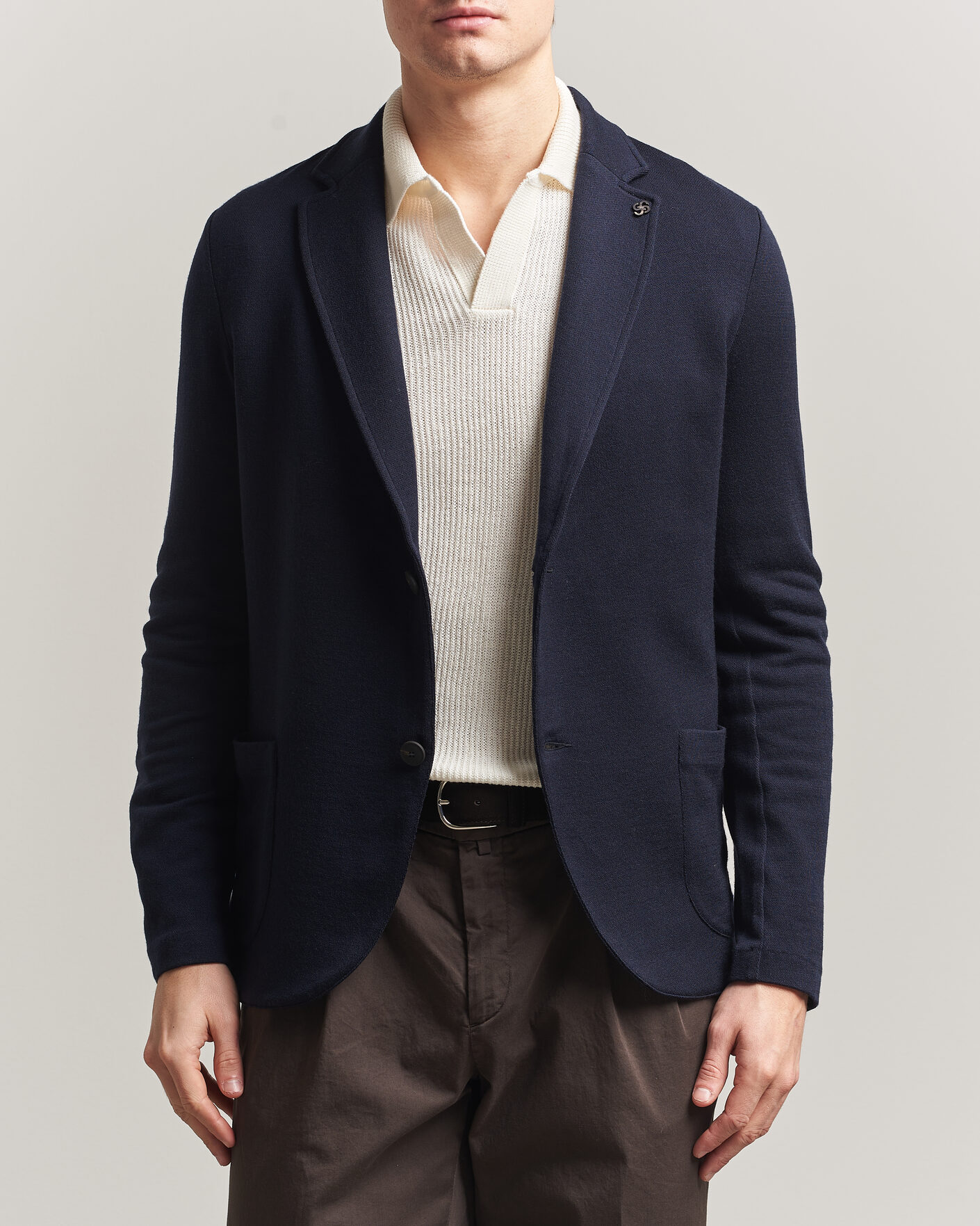 Homme | Blazers | Gran Sasso | Wool Knitted Blazer Navy