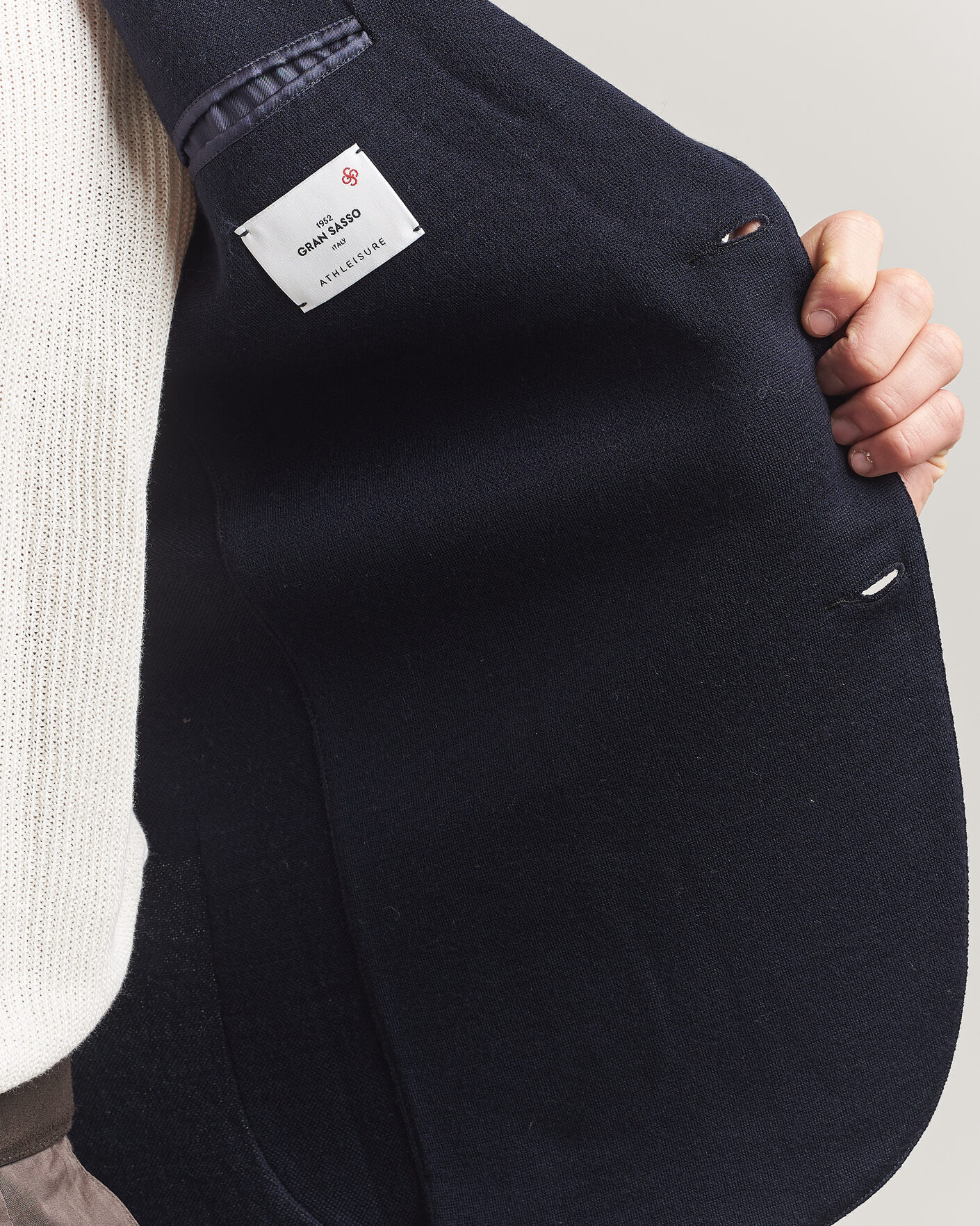 Homme | Blazers | Gran Sasso | Wool Knitted Blazer Navy