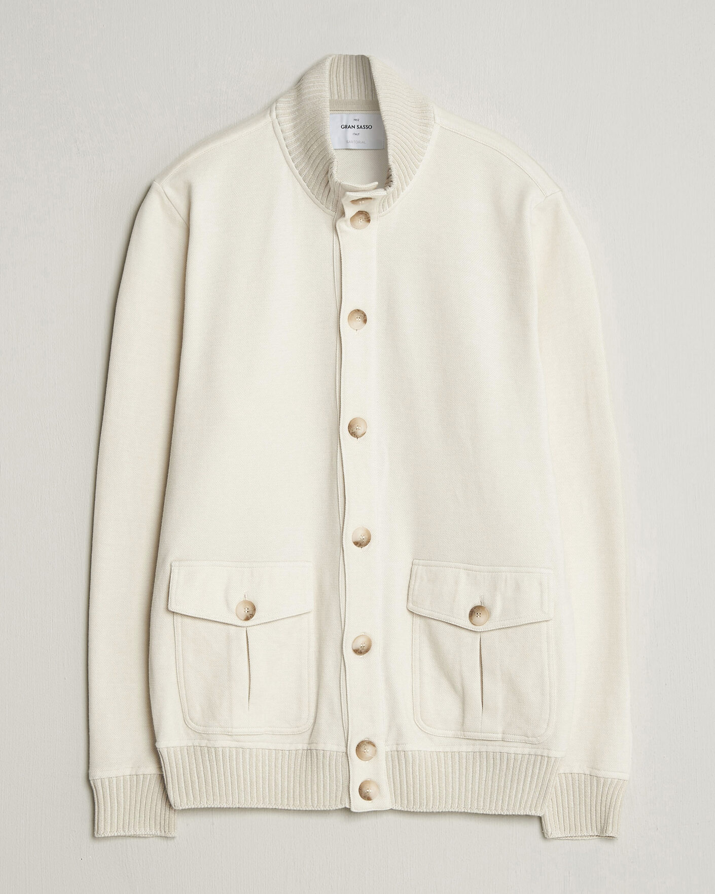 Homme | Manteaux Et Vestes | Gran Sasso | Cotton Pocket Knitted Bomber Jacket Cream