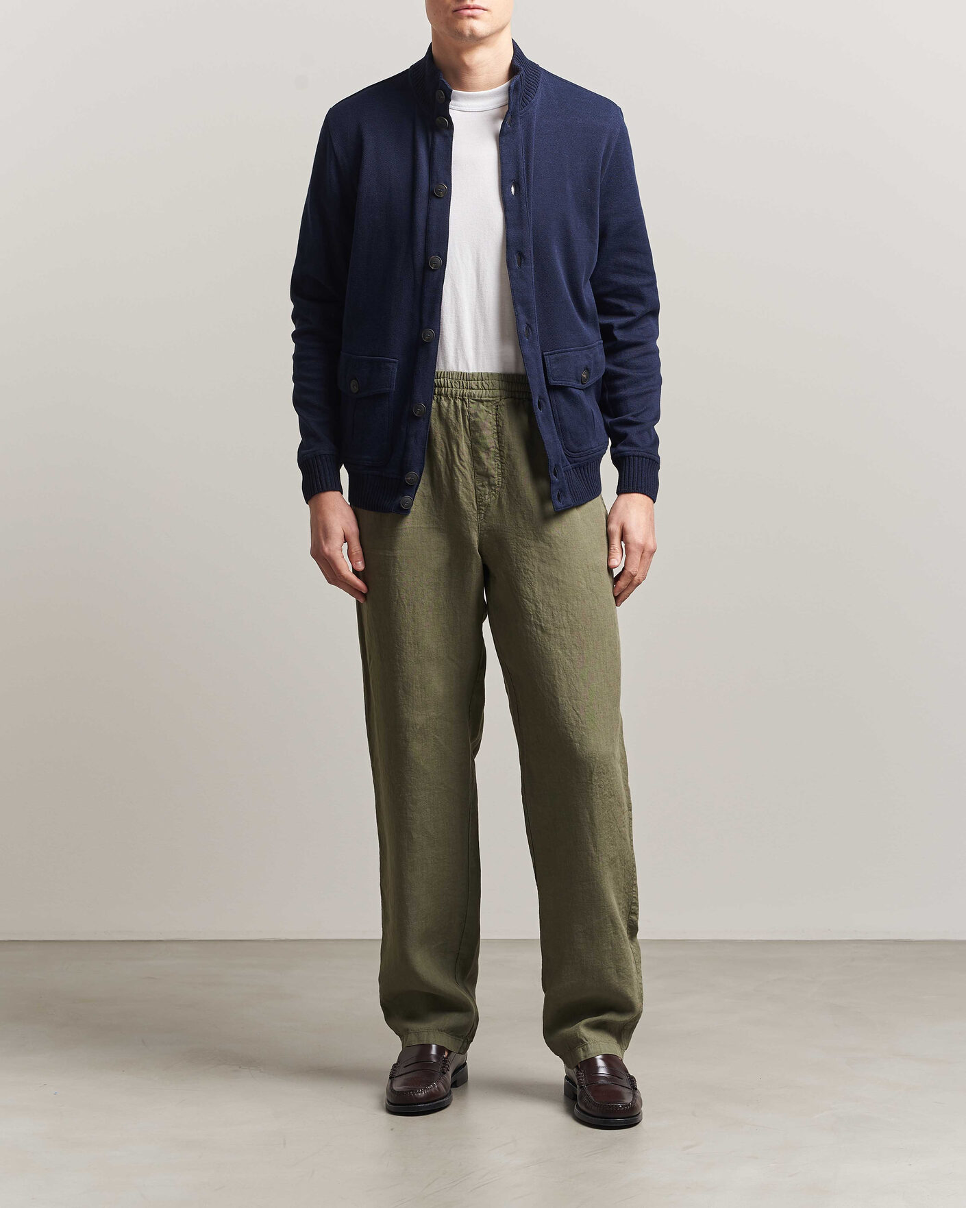 Homme | Manteaux Et Vestes | Gran Sasso | Cotton Pocket Knitted Bomber Jacket Navy