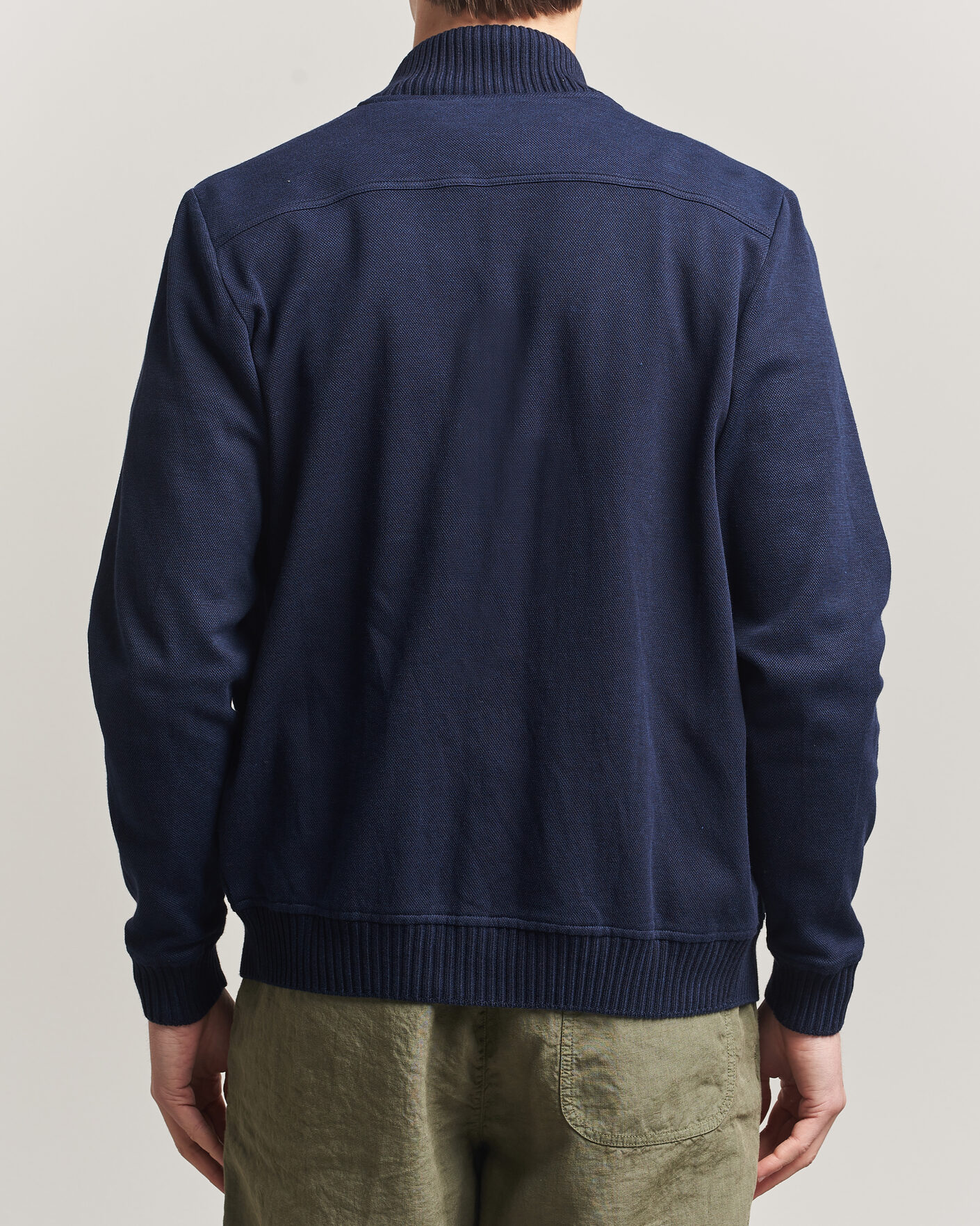 Homme | Manteaux Et Vestes | Gran Sasso | Cotton Pocket Knitted Bomber Jacket Navy