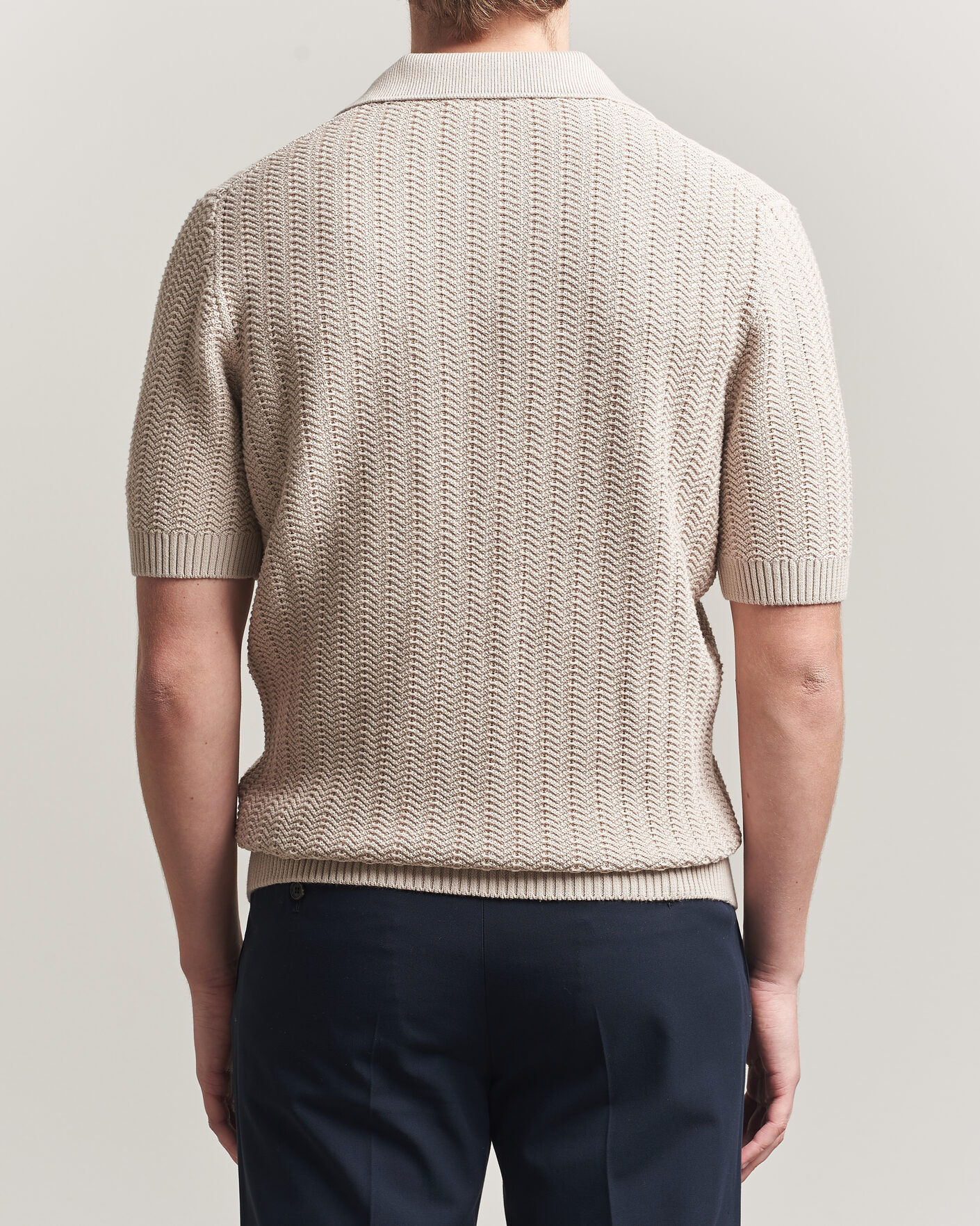 Homme | Polos | Gran Sasso | Cotton Structured Knitted Polo Beige