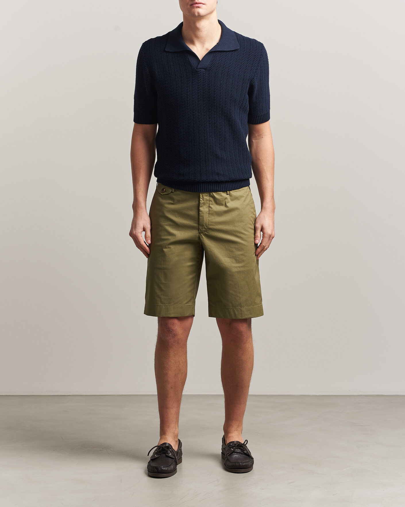 Homme | Polos | Gran Sasso | Cotton Structured Knitted Polo Navy