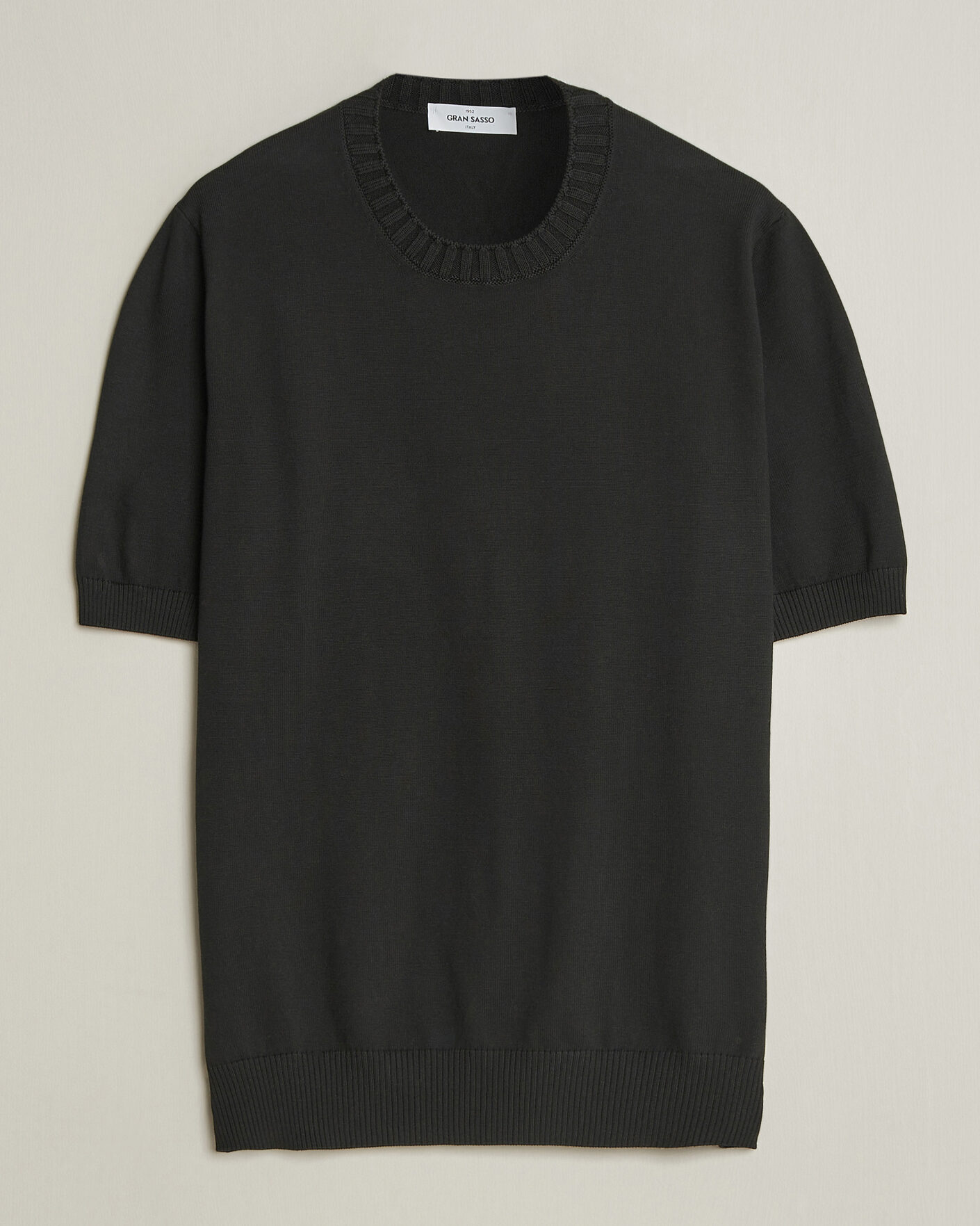 Homme | T-shirts | Gran Sasso | Cotton Heavy Knitted Crew Neck T-Shirt Black