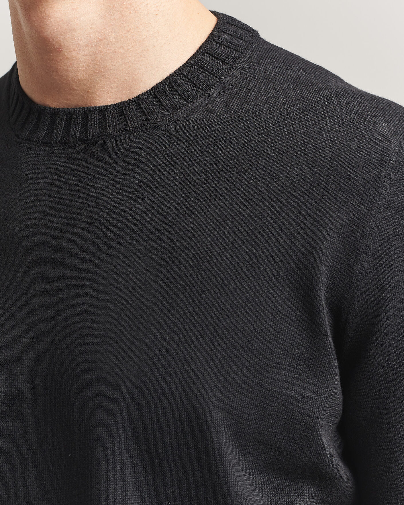 Homme | T-shirts | Gran Sasso | Cotton Heavy Knitted Crew Neck T-Shirt Black