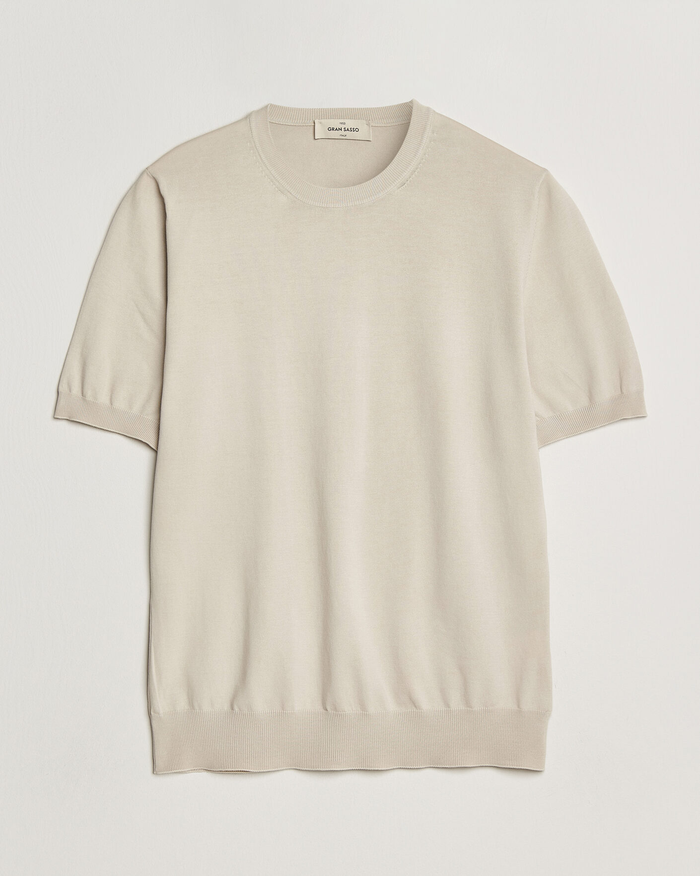 Homme | T-shirts | Gran Sasso | Cotton Knitted Crew Neck T-Shirt Beige Melange