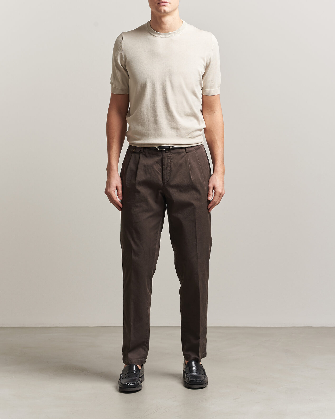 Homme | T-shirts | Gran Sasso | Cotton Knitted Crew Neck T-Shirt Beige Melange