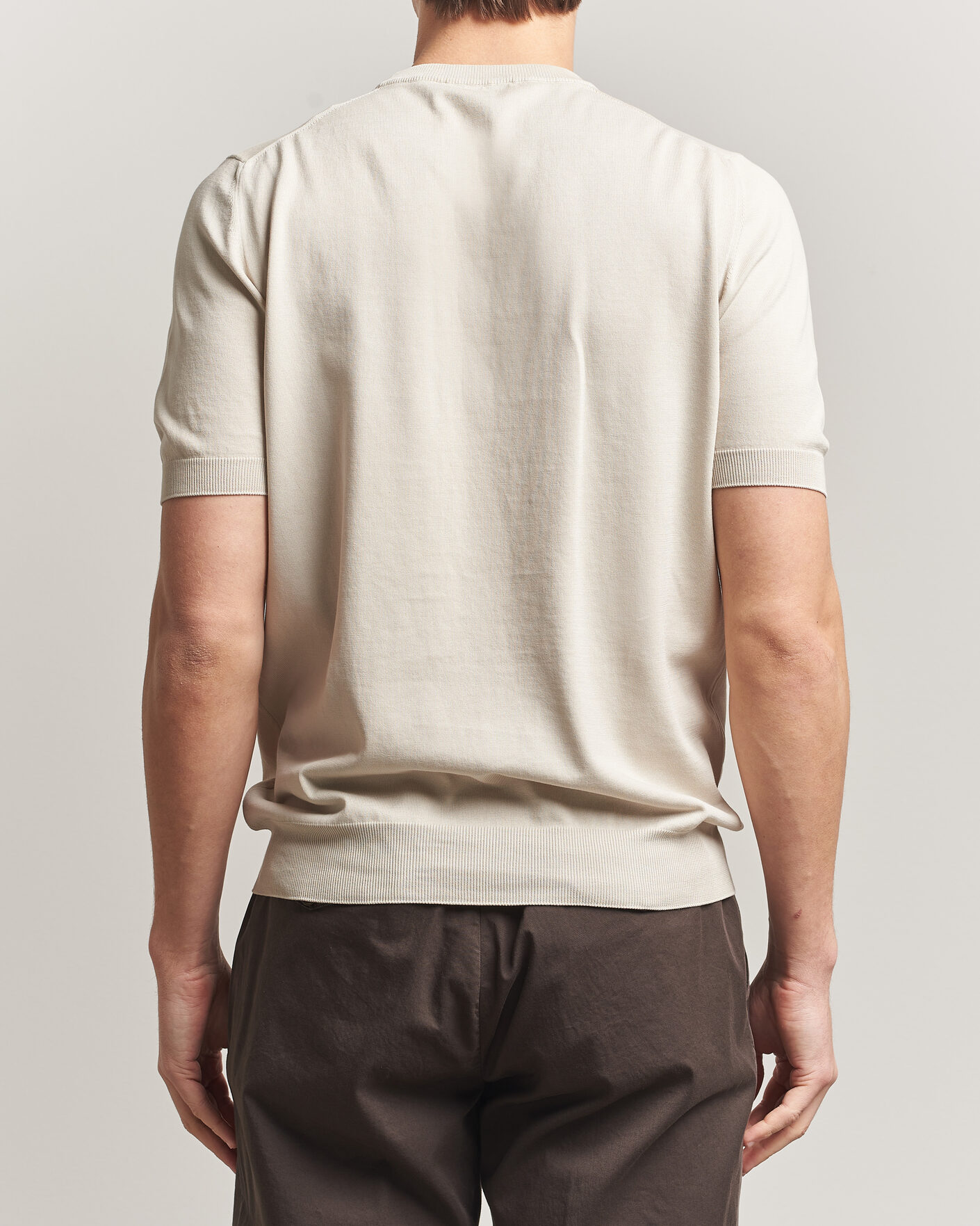 Homme | T-shirts | Gran Sasso | Cotton Knitted Crew Neck T-Shirt Beige Melange