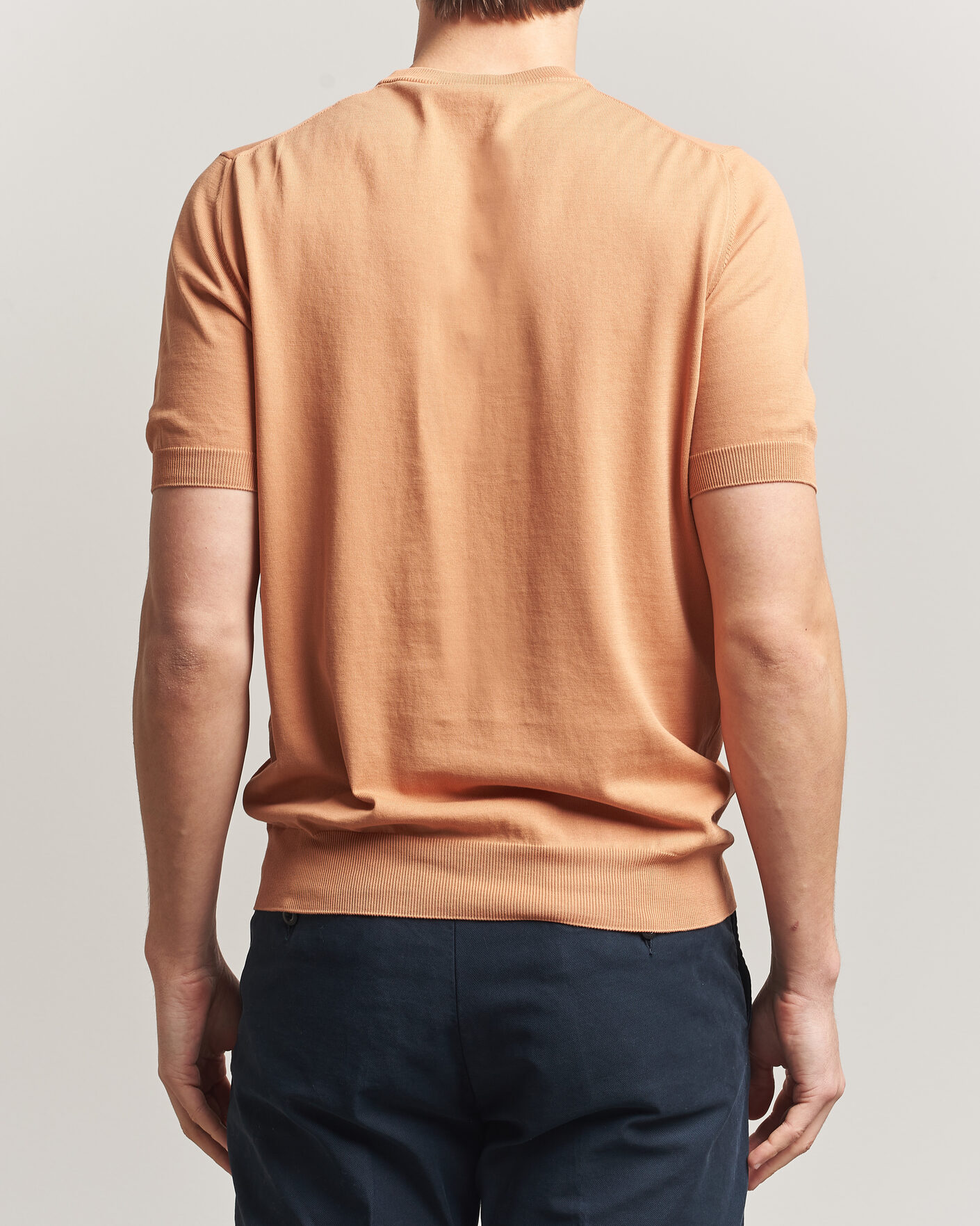 Homme | T-shirts | Gran Sasso | Cotton Knitted Crew Neck T-Shirt Apricot Orange Melange