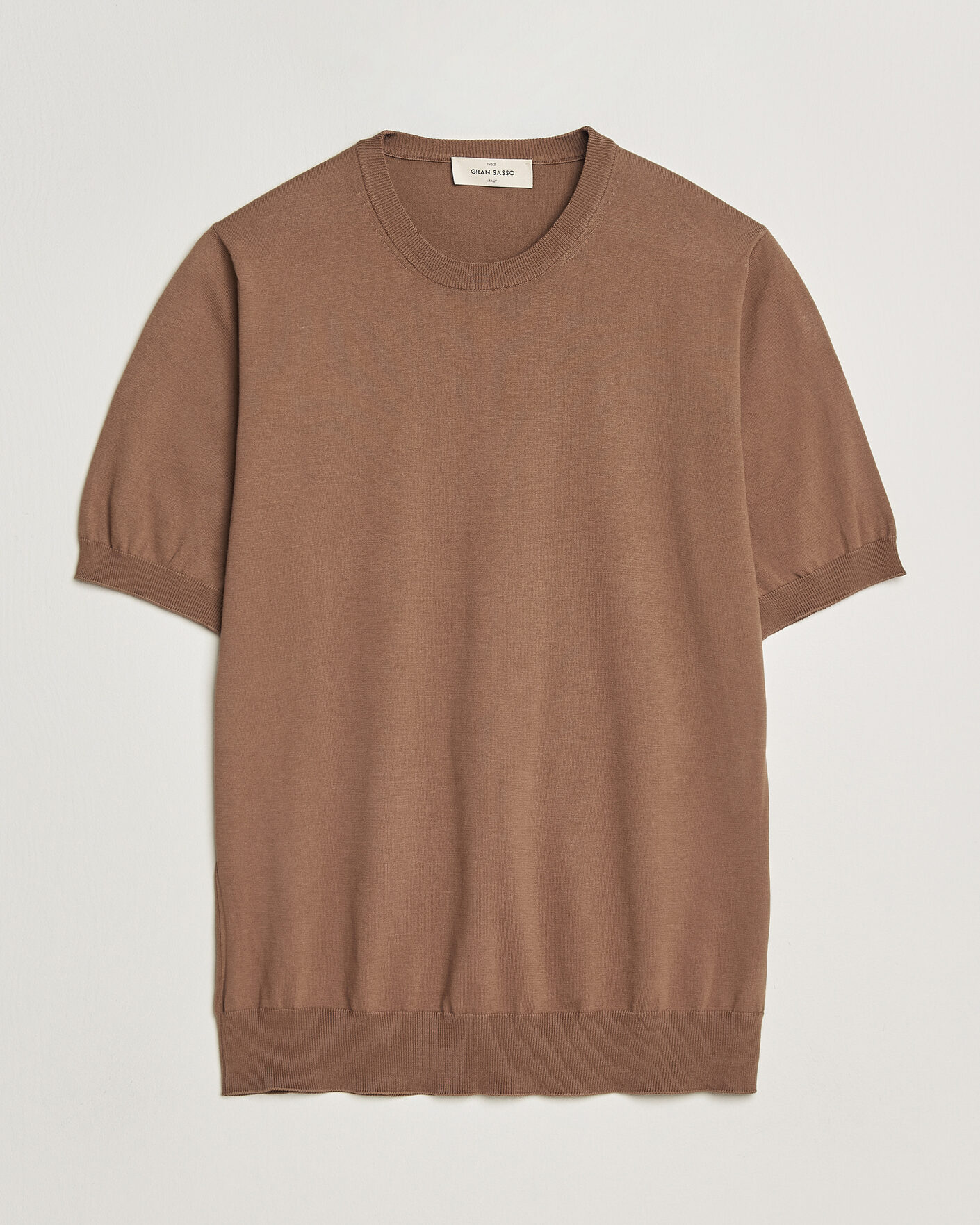 Homme | T-shirts | Gran Sasso | Cotton Knitted Crew Neck T-Shirt Brown