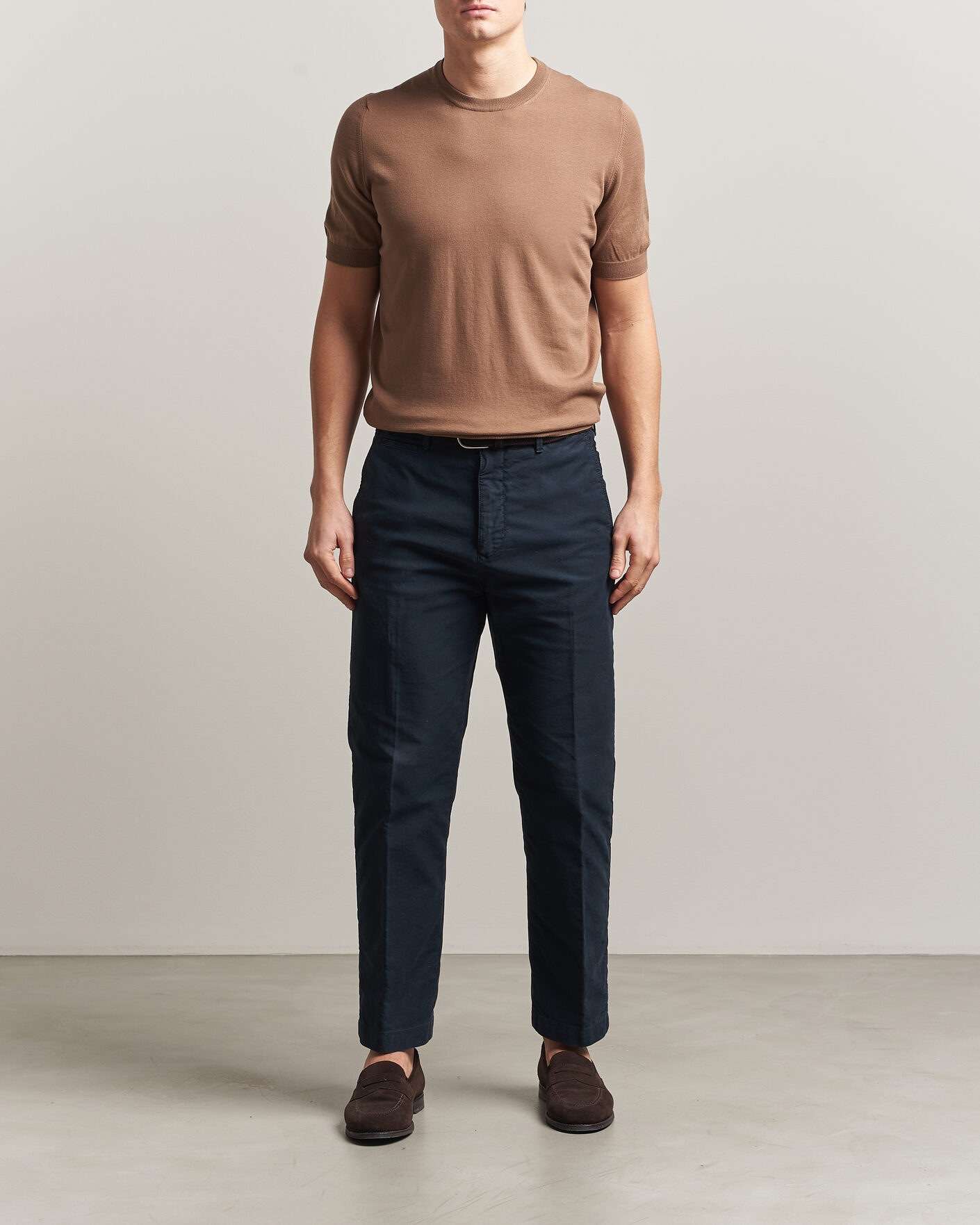 Homme | T-shirts | Gran Sasso | Cotton Knitted Crew Neck T-Shirt Brown